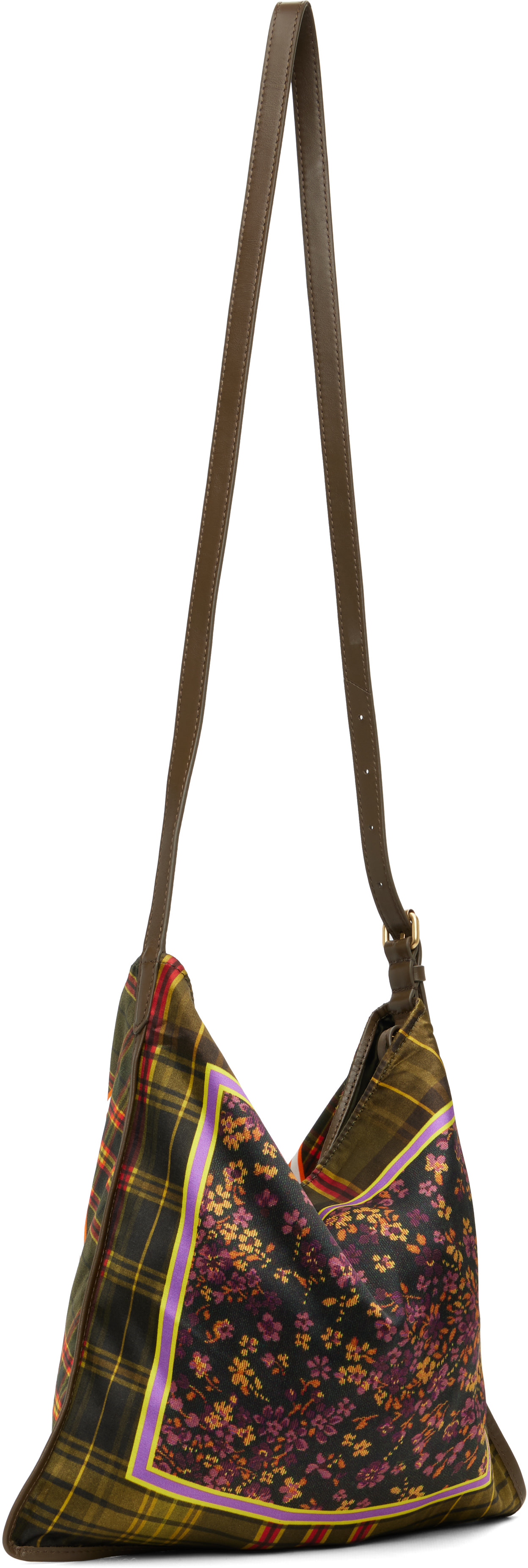 Dries Van Noten: イエロー ミディアム Scarf Print ショルダーバッグ 
