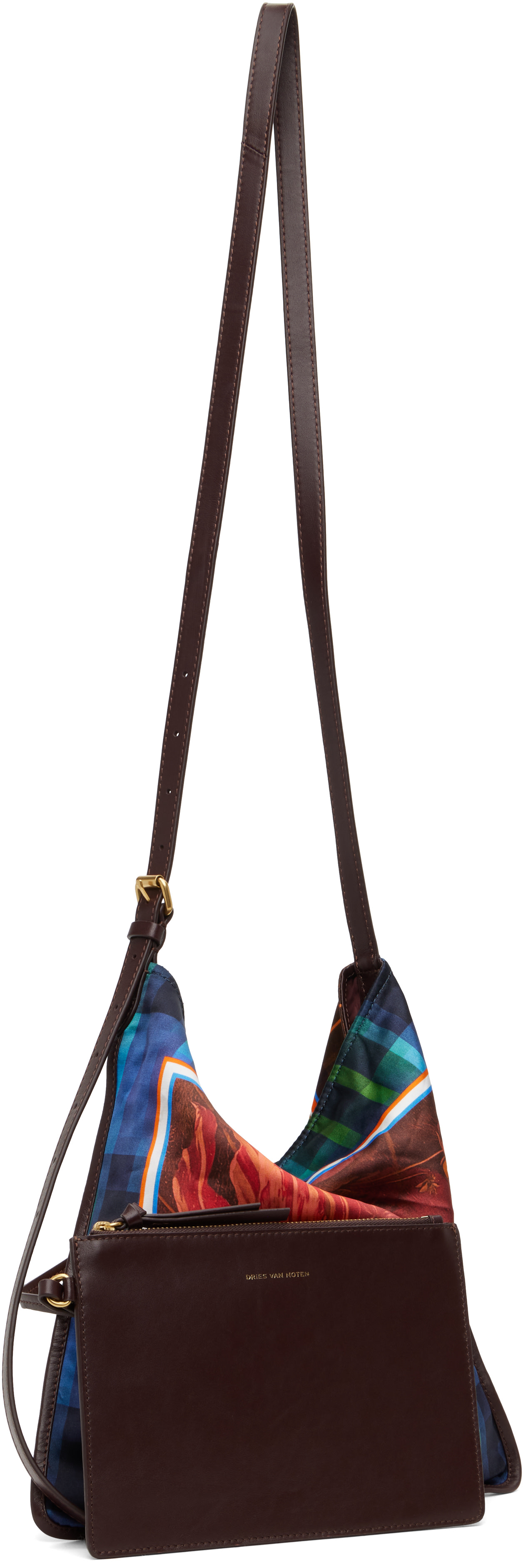 【新品】 定価22.9万円 DRIES VAN NOTEN ショルダーバッグ Dries Van Noten: レッド＆ブルー ミディアム Scarf Print ショルダー