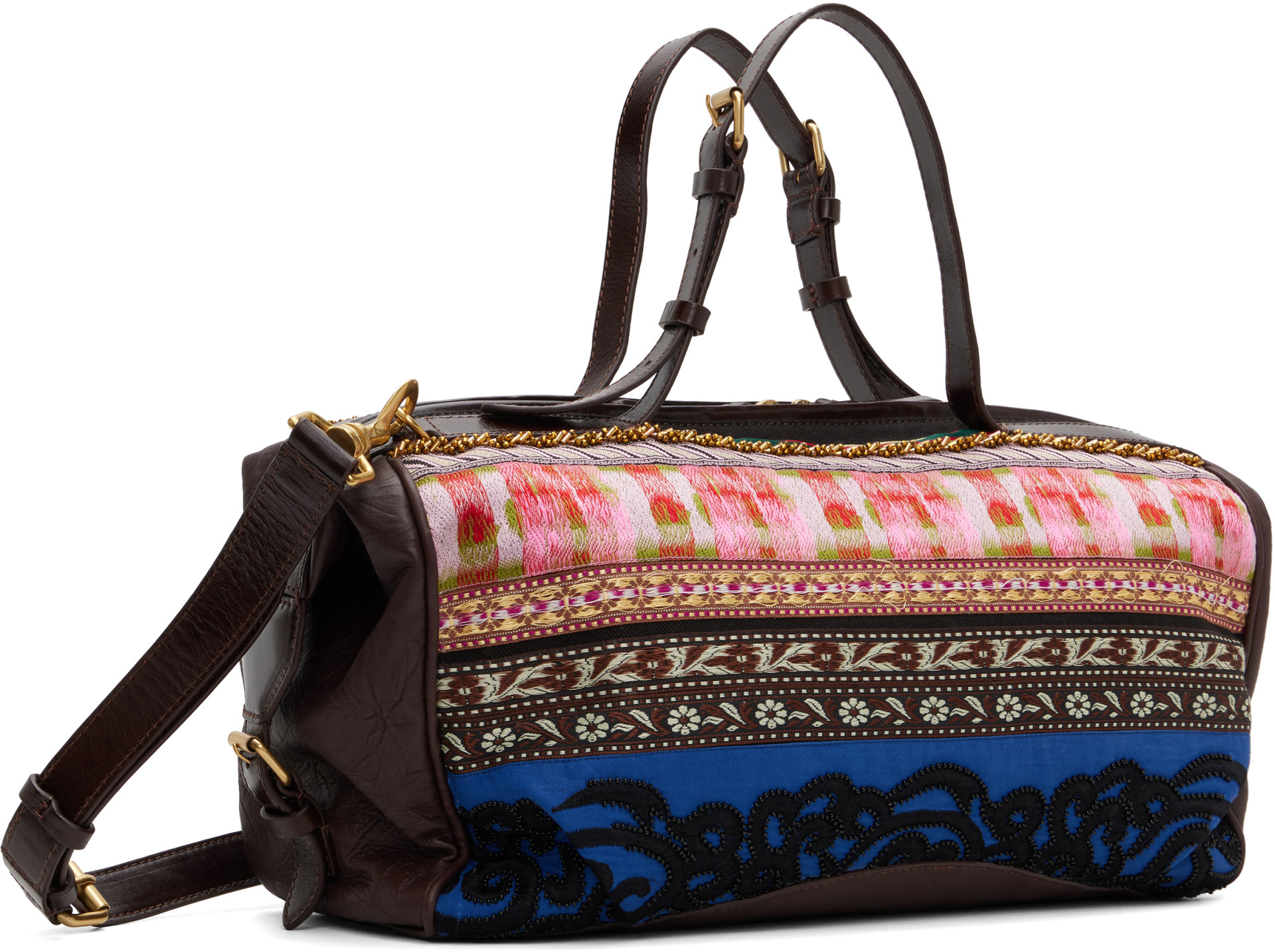 Dries Van Noten: Multicolor Medium Embroidered East West Zip Bag