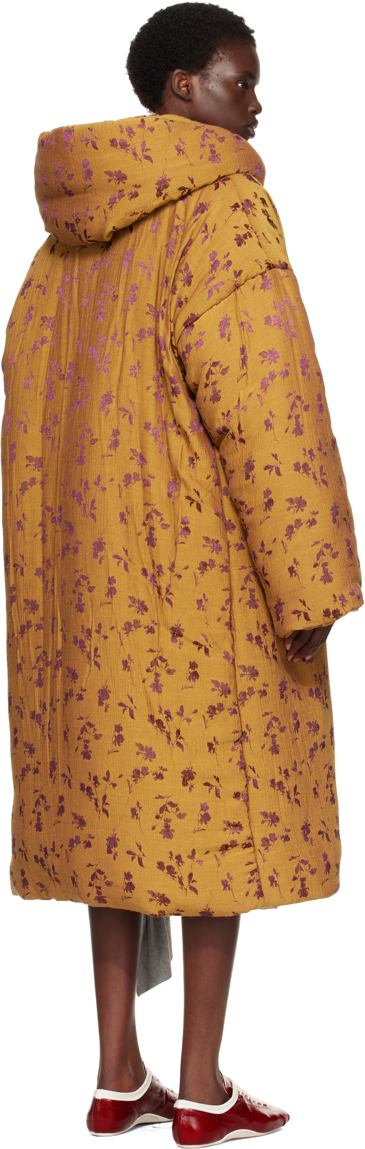【極美品】DRIES VAN NOTEN ローズプリント コート 34 Dries Van Noten: Yellow & Purple Floral Coat | SSENSE Canada