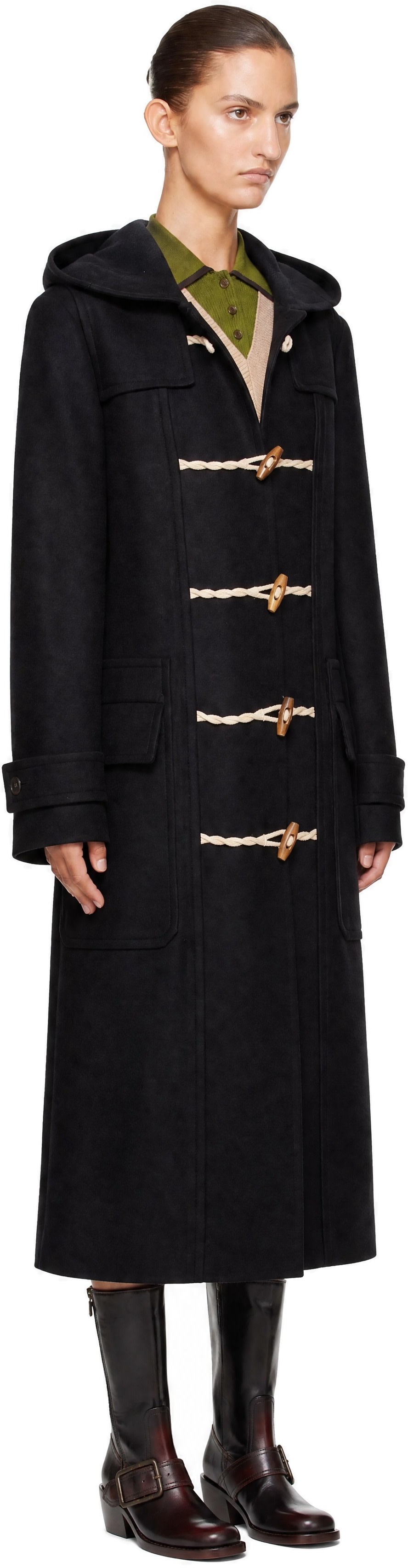 Dries Van Noten - ブラック ウール ダッフルコート