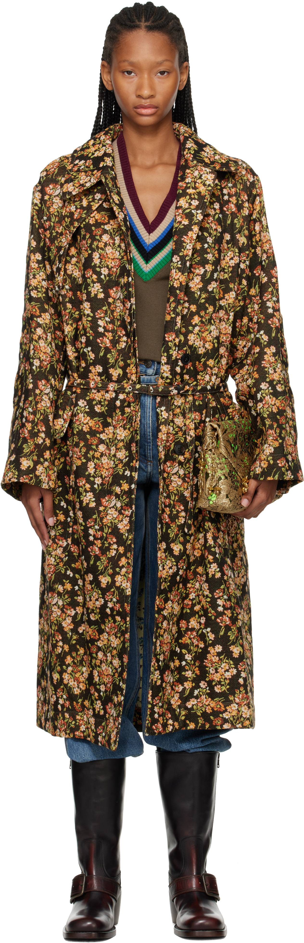 Dries Van Noten: Multicolor Oversized Floral Coat | SSENSE