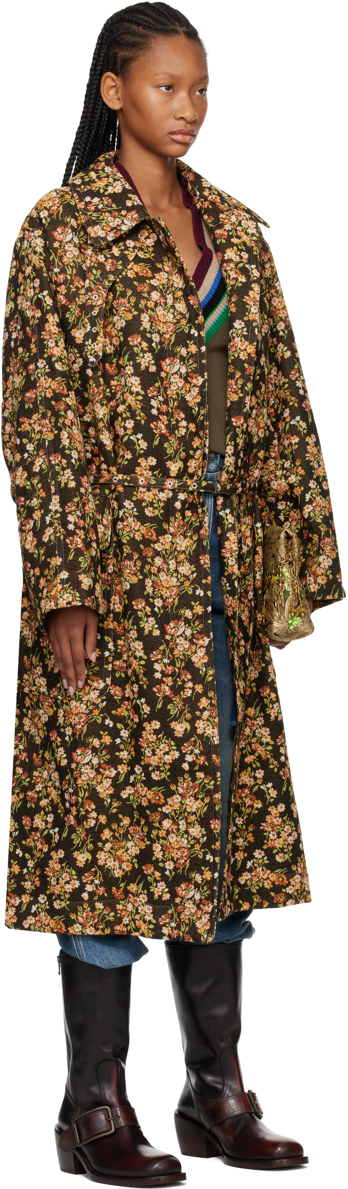 Dries Van Noten: マルチカラー オーバーサイズ フローラル コート