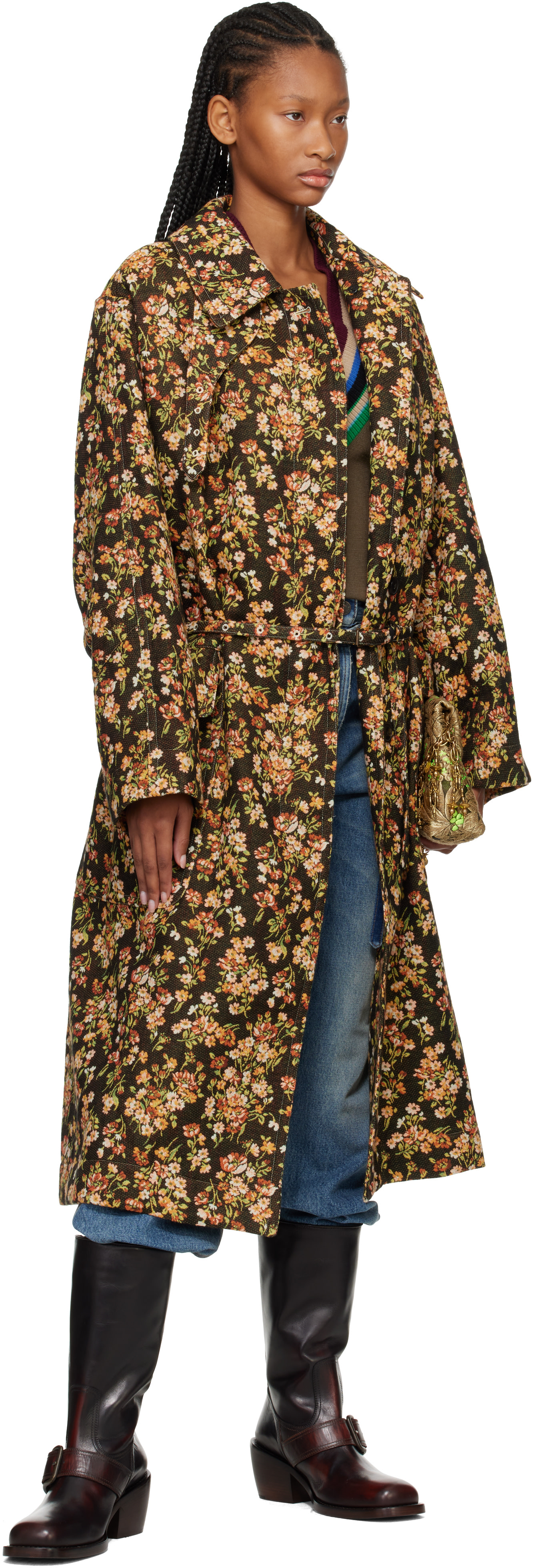 DRIES VAN NOTEN 花柄 パフスリーブ Dries Van Noten: Multicolor Oversized Floral Coat | SSENSE