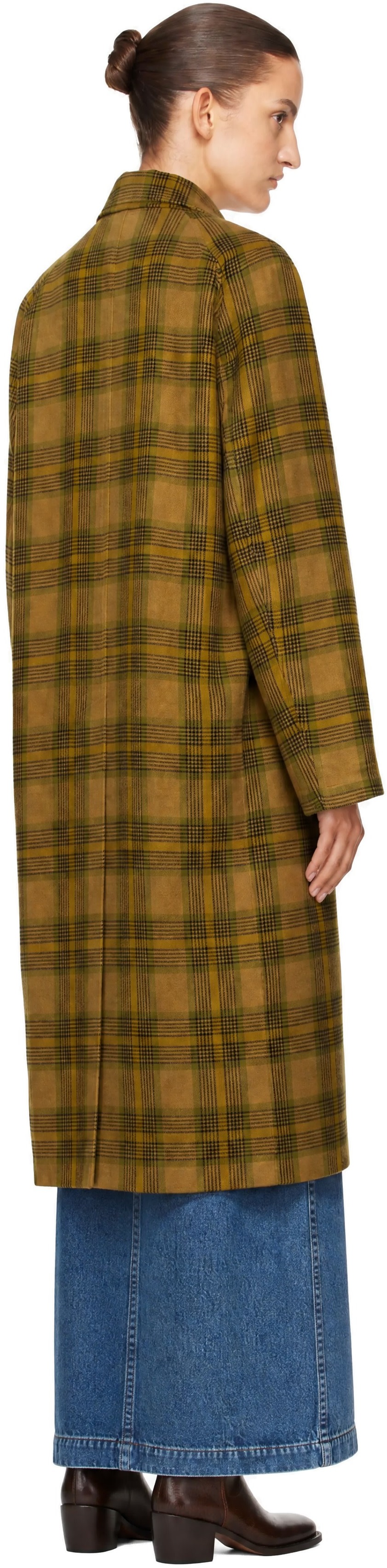 Dries Van Noten - 카키 울 체크 코트