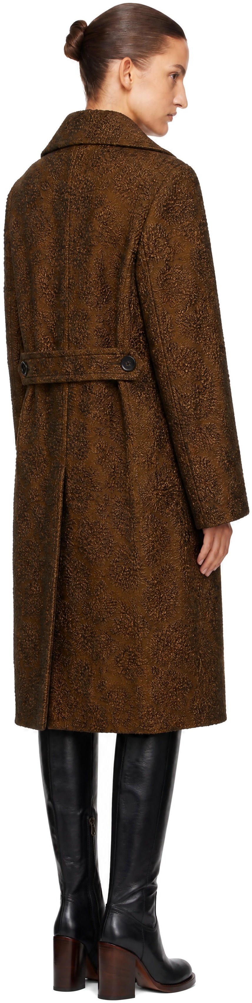 Dries Van Noten: ブラウン ジャカード ダブルブレスト コート