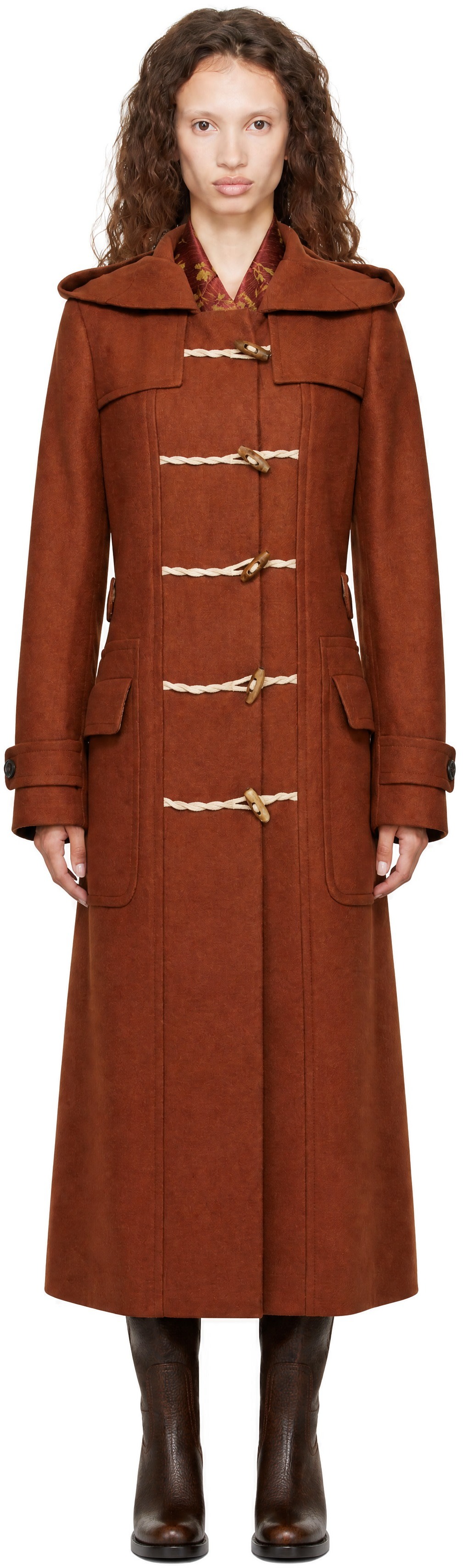 Dries Van Noten - オレンジ ウール ダッフルコート