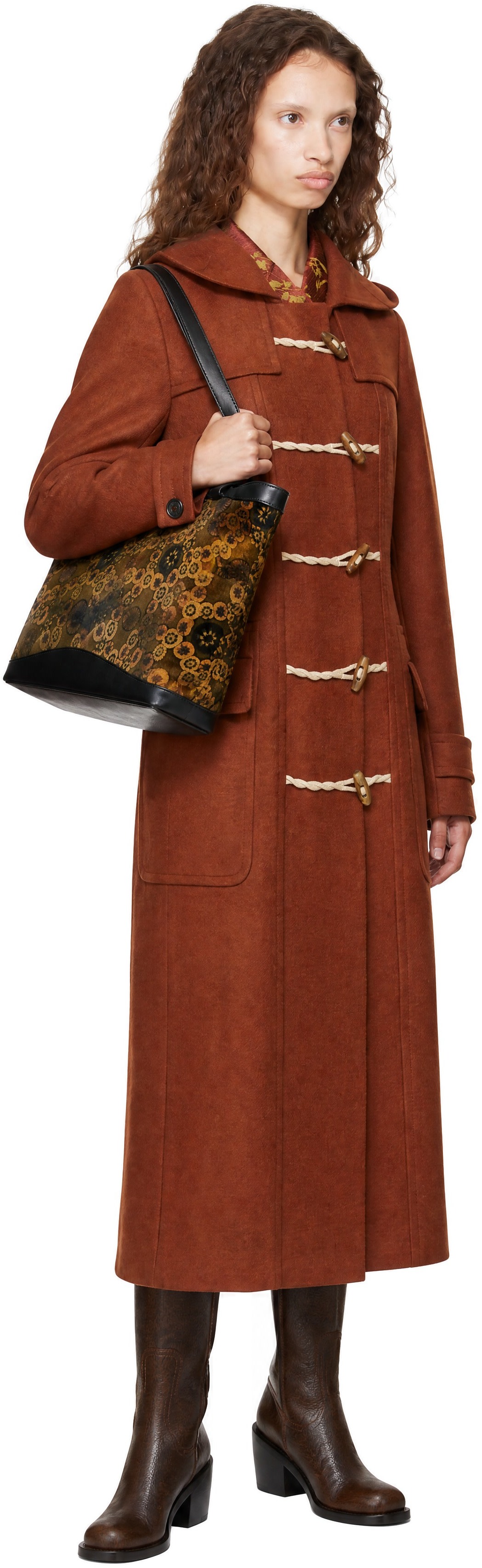 Dries Van Noten - オレンジ ウール ダッフルコート
