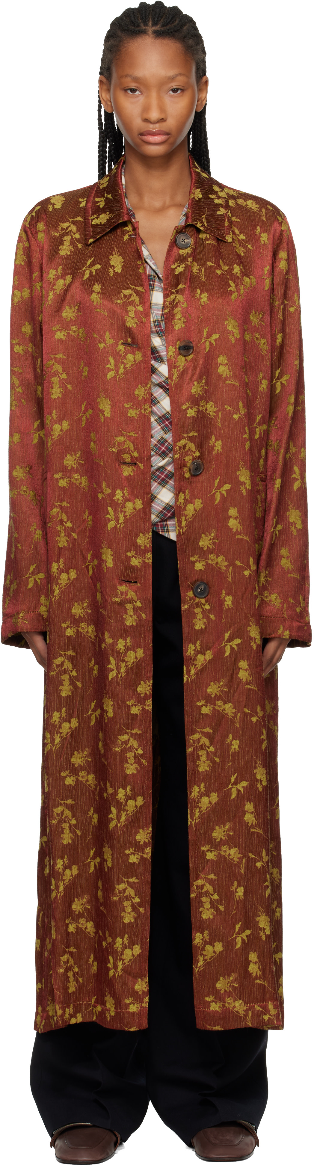 Dries Van Noten - 탠 자카드 코트