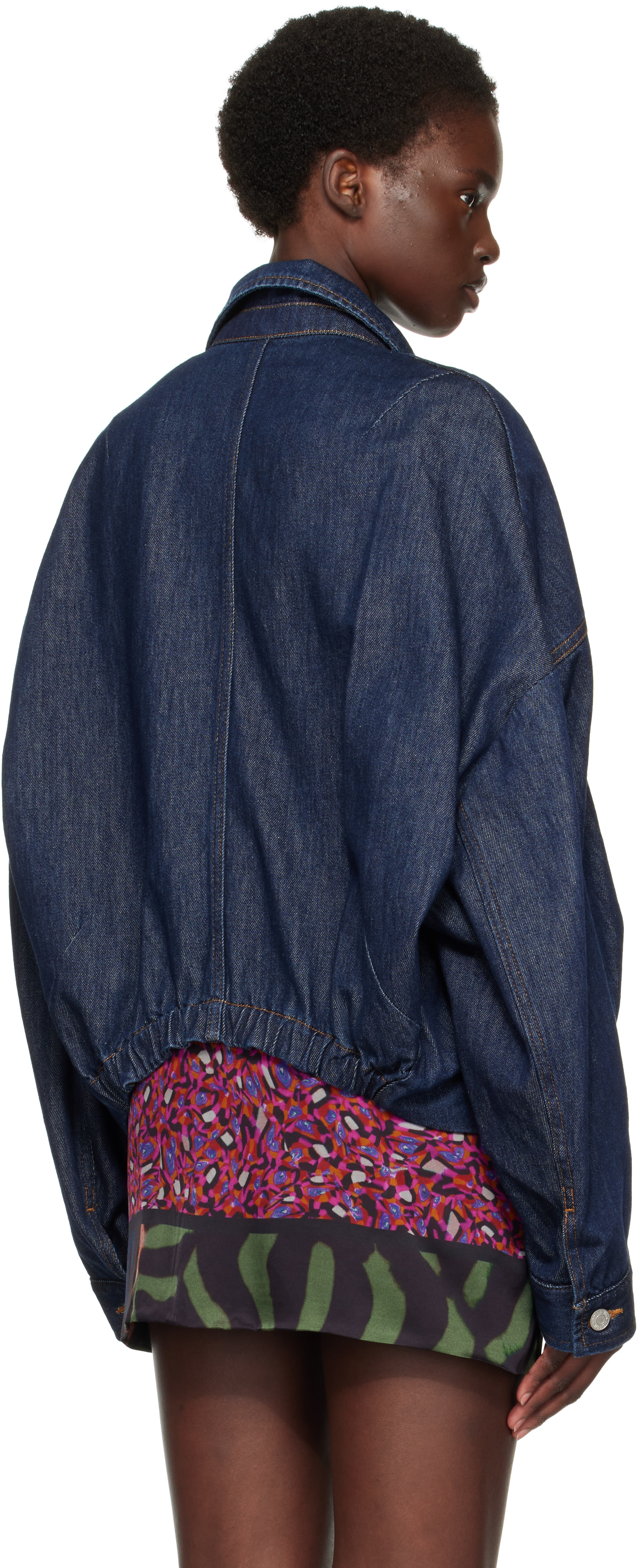 Dries Van Noten: ネイビー ドロップショルダー デニムジャケット