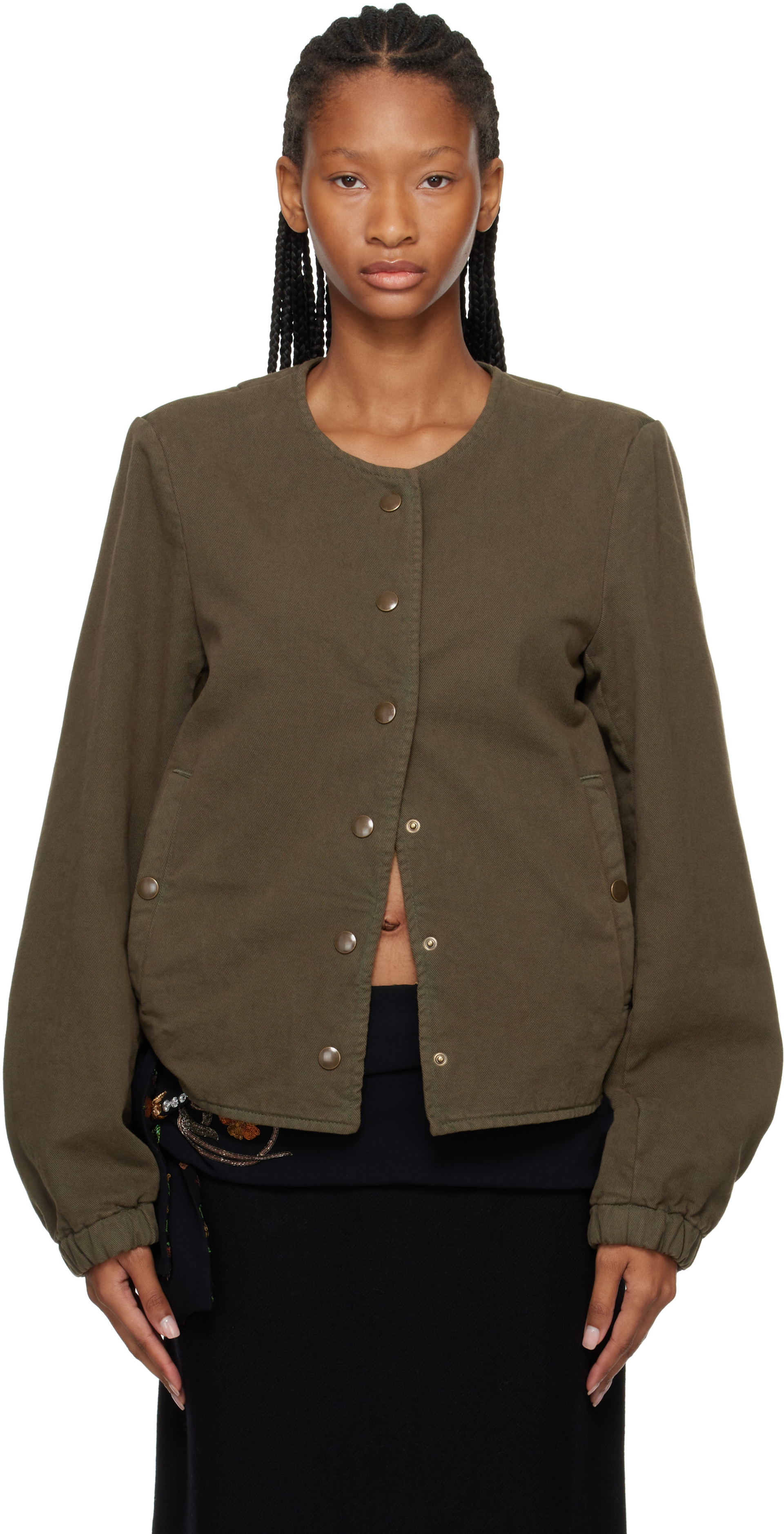 Dries Van Noten - Blouson kaki sans col