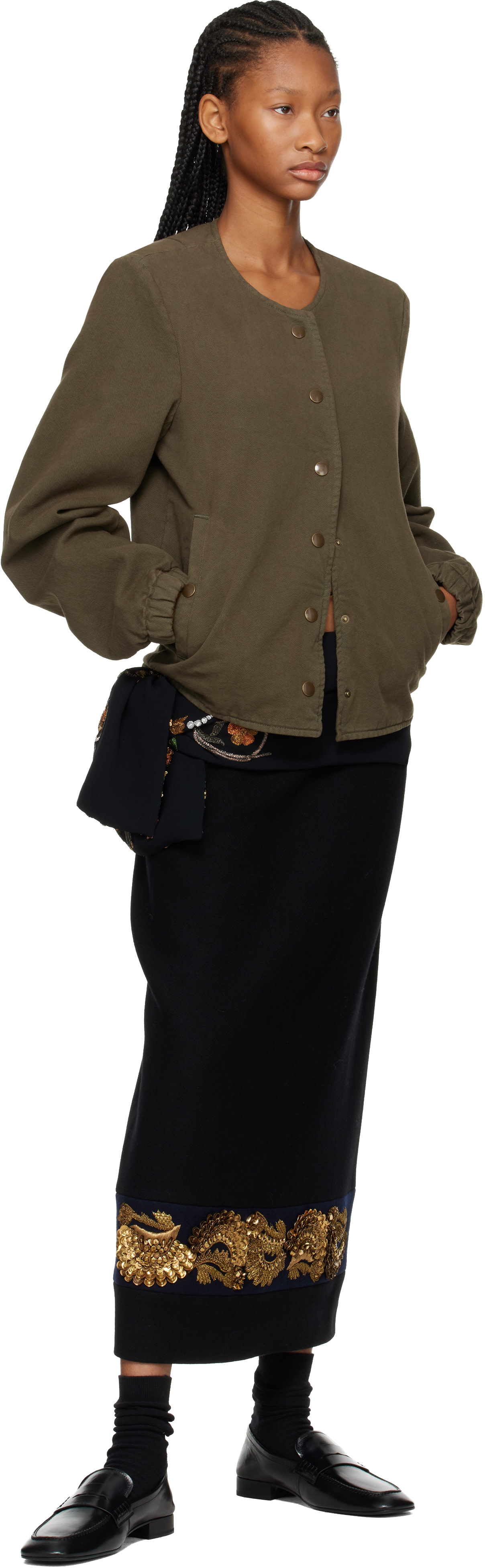 Dries Van Noten - Khaki Collarless Jacket