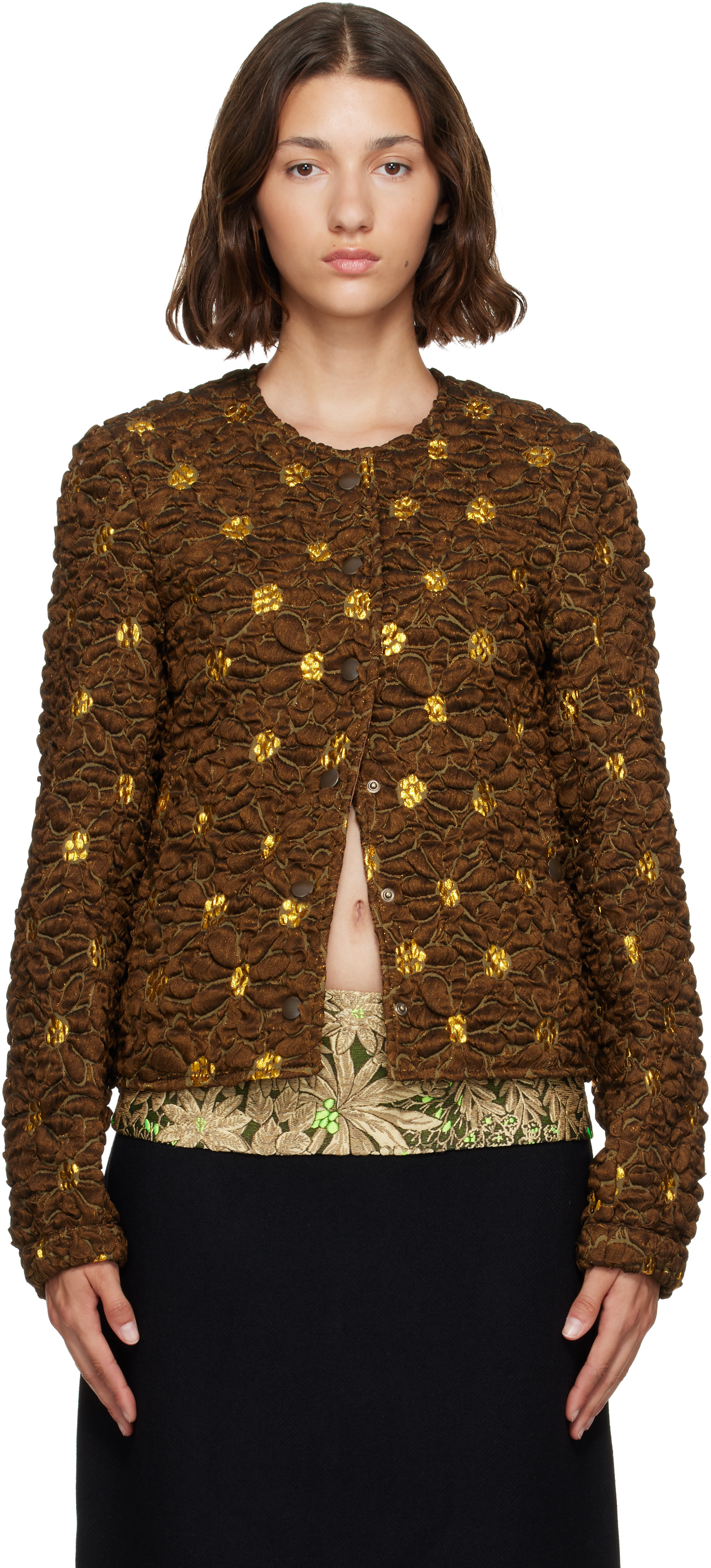 Dries Van Noten - Brown Cloqué Jacket