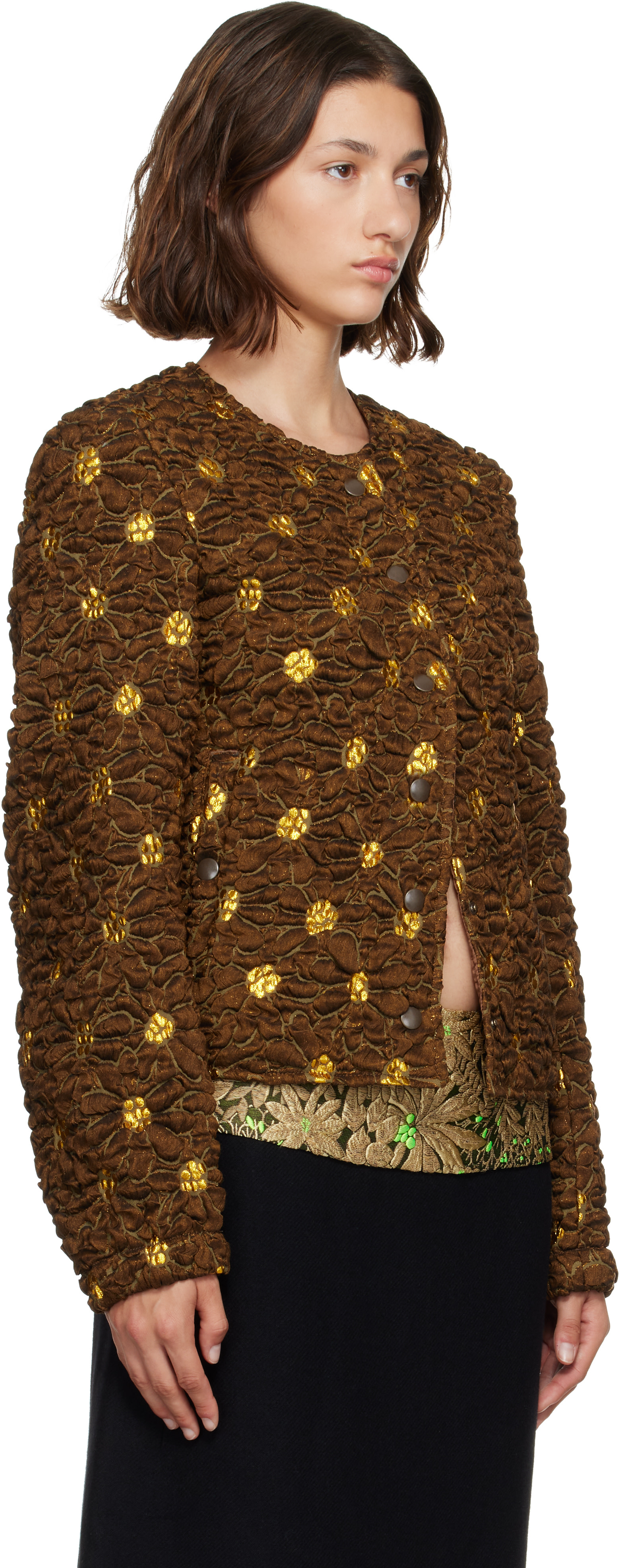 Dries Van Noten - Brown Cloqué Jacket