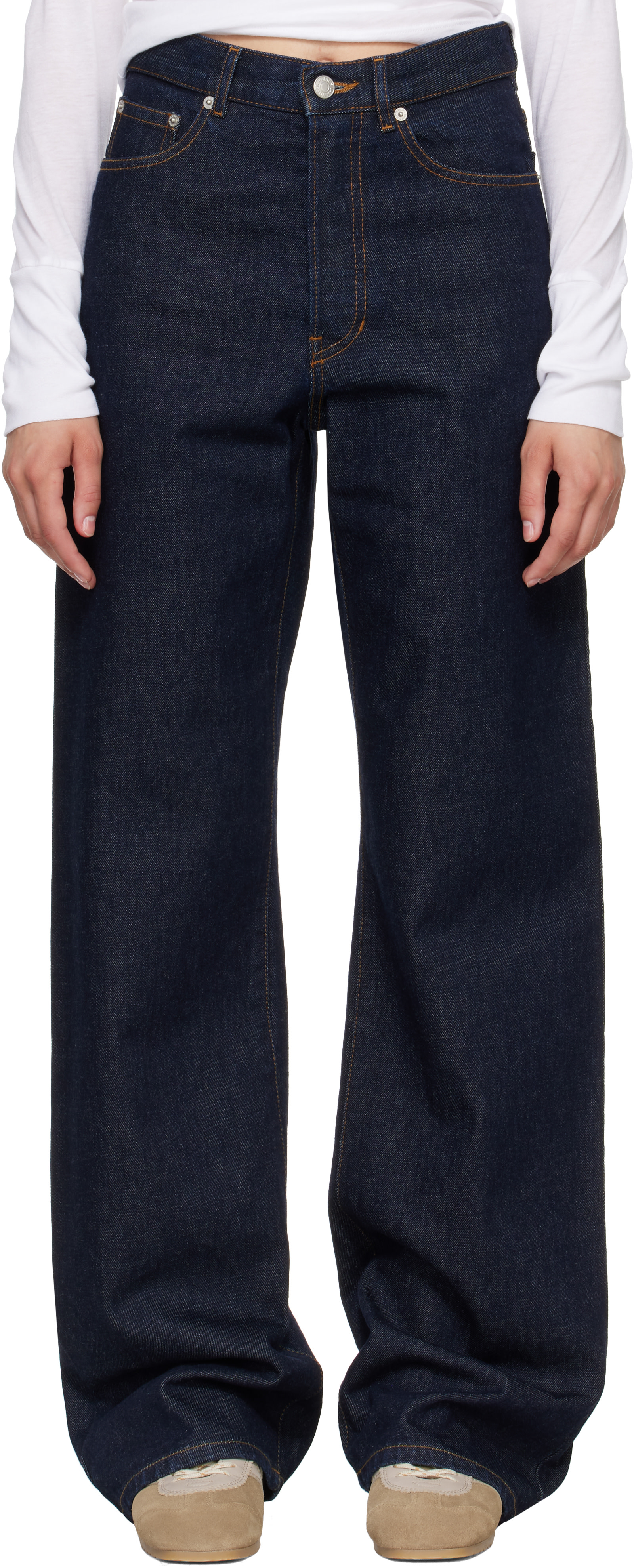 Dries Van Noten - 네이비 5포켓 데님 진