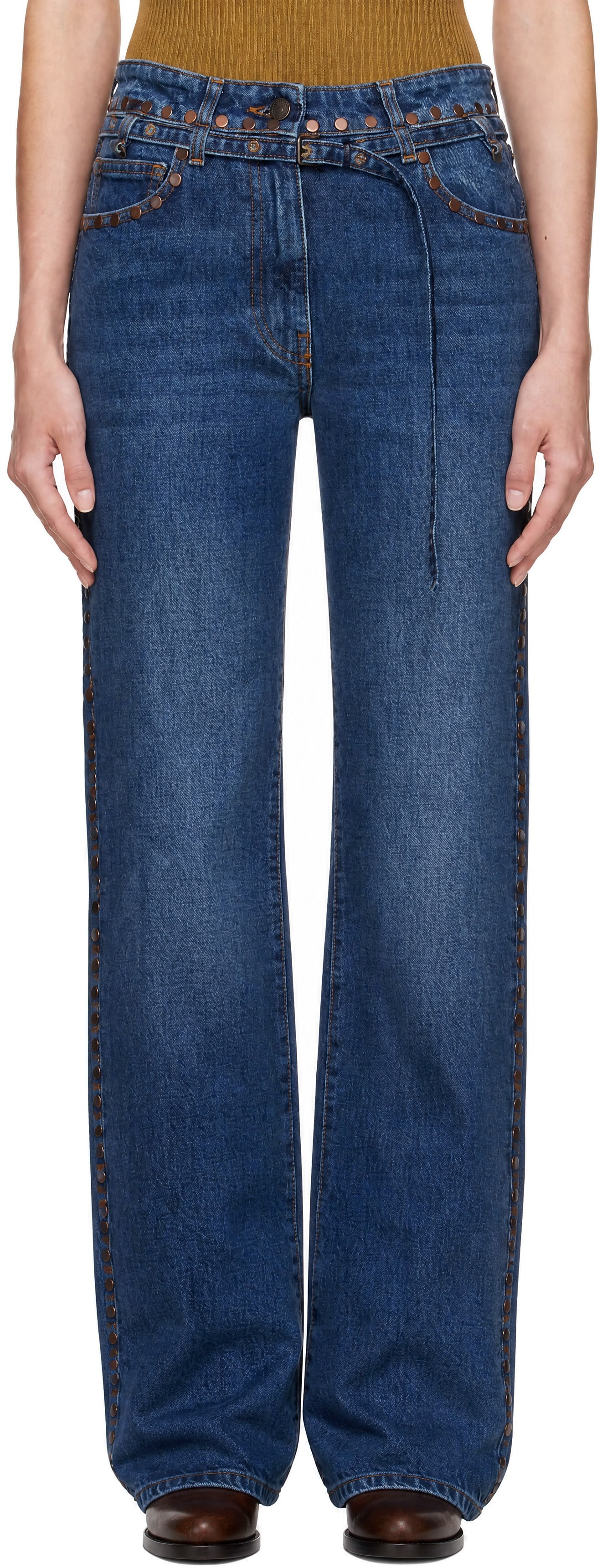 Dries Van Noten - Jean bleu à clous