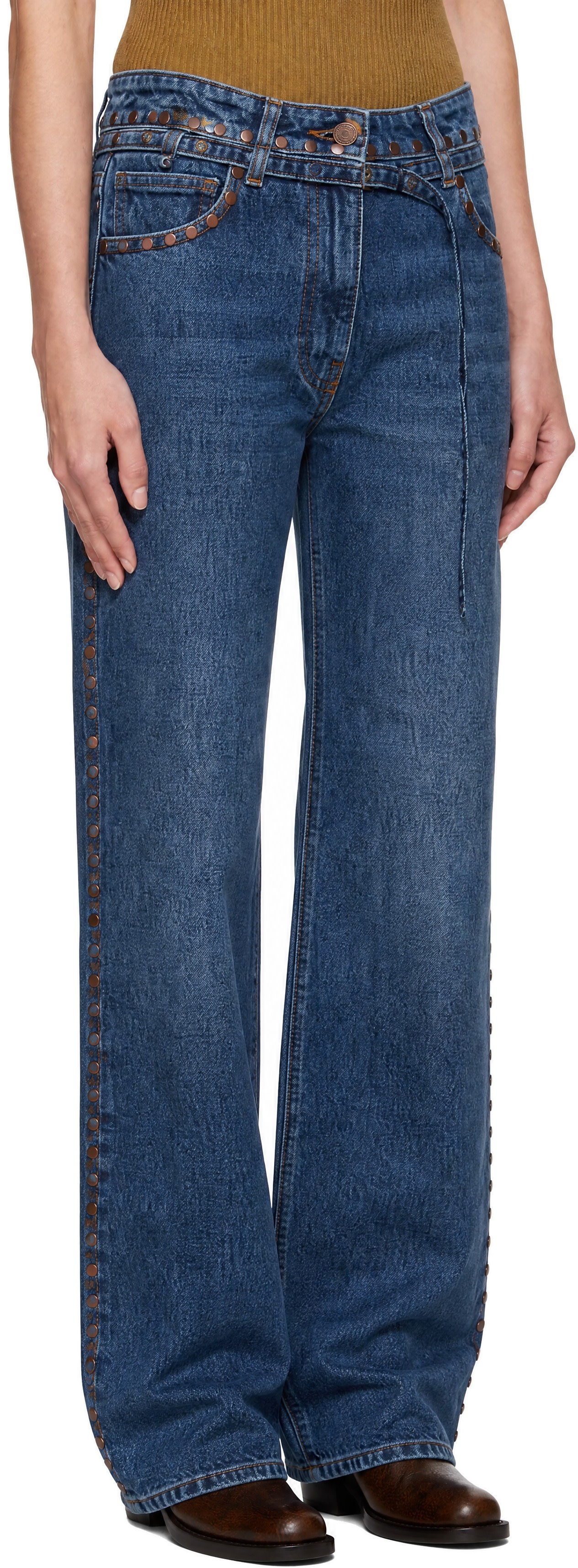Dries Van Noten - Jean bleu à clous
