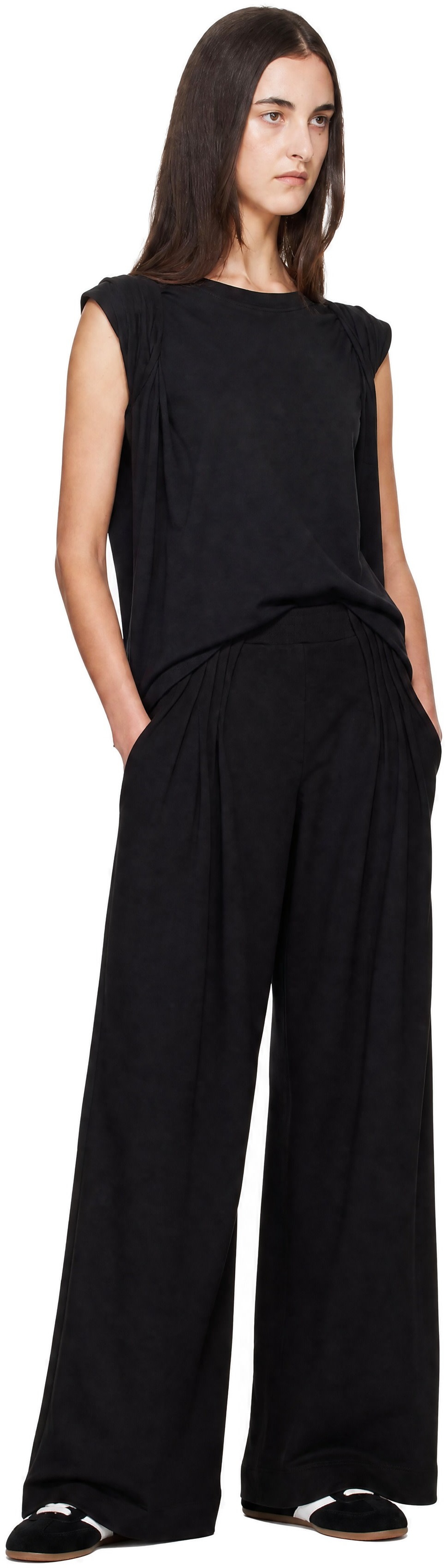 パンツ DRIES VAN NOTEN Black Pleated Trousers Dries Van Noten: Black Pleated Lounge Pants | SSENSE