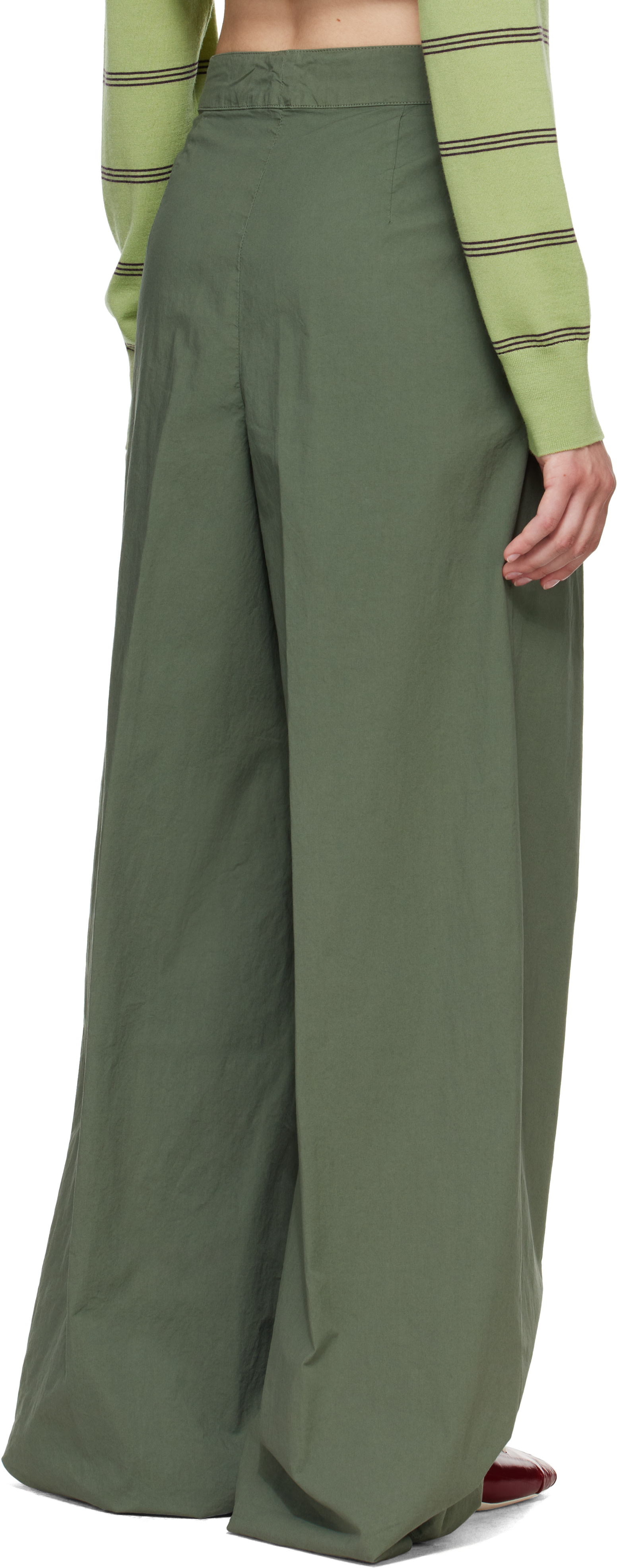 Dries Van Noten - Pantalon ample kaki à plis