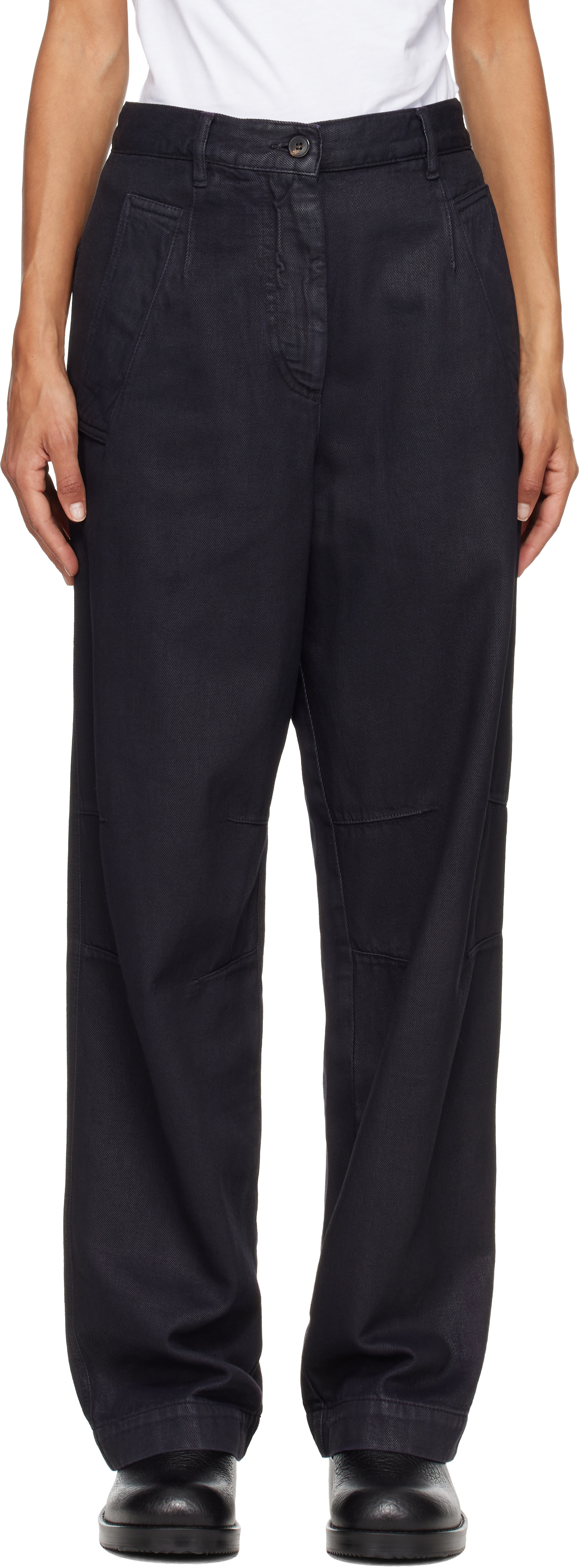 Dries Van Noten - Jean noir à pinces