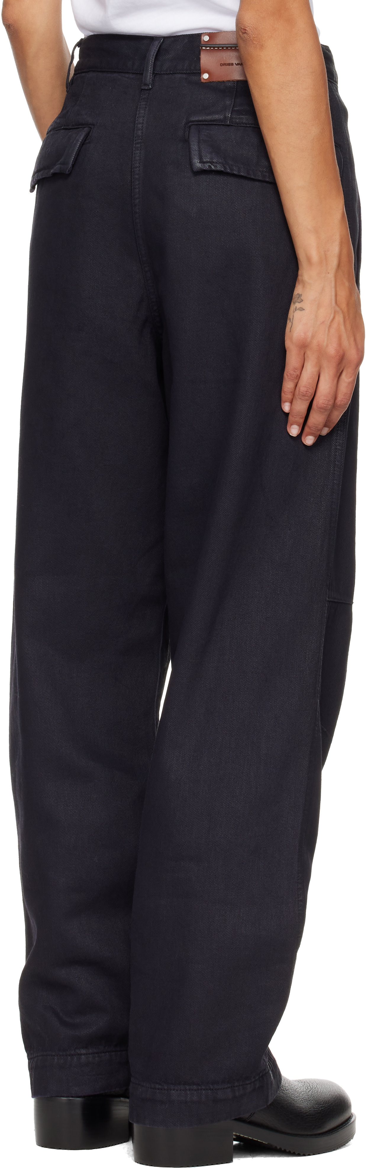Dries Van Noten - Jean noir à pinces