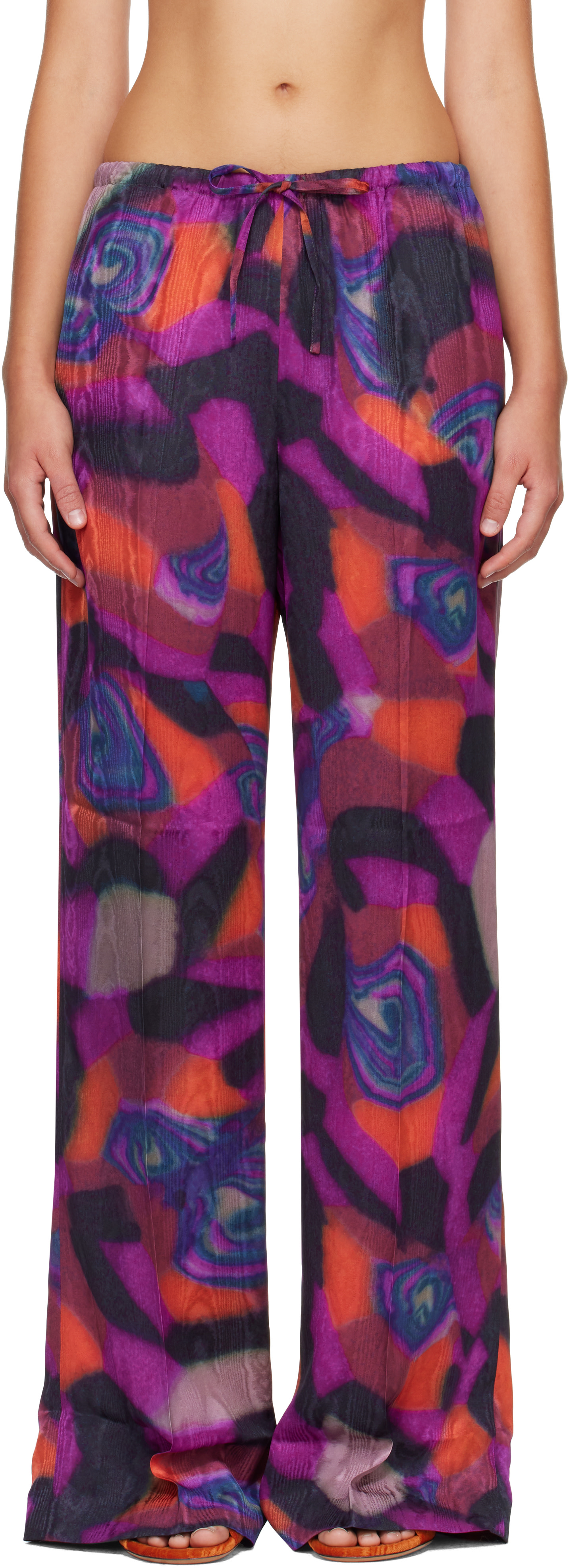 Dries Van Noten - 멀티컬러 비스코스 슬랙스