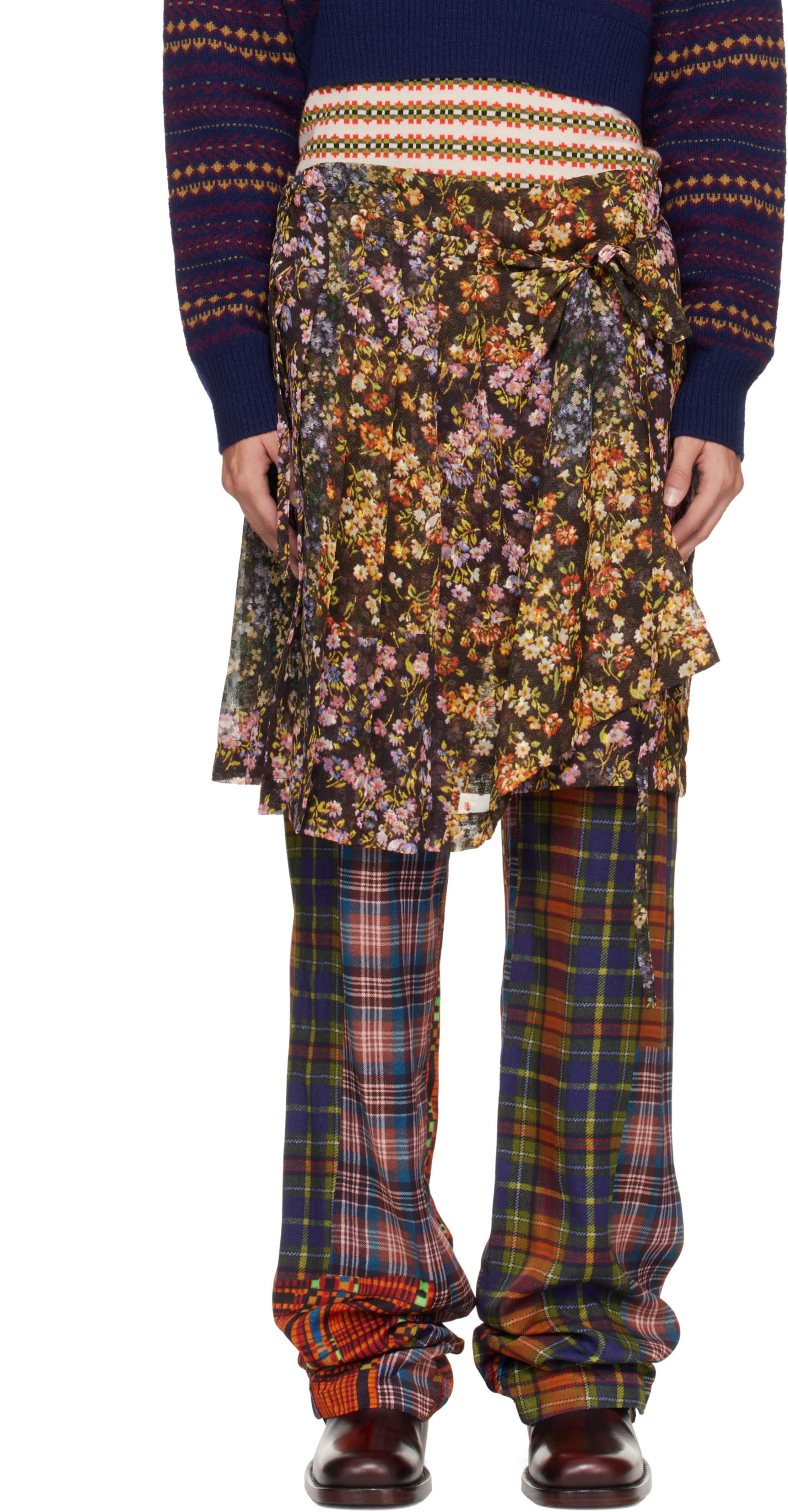 Dries Van Noten: Multicolor Viscose Skirt Trousers | SSENSE