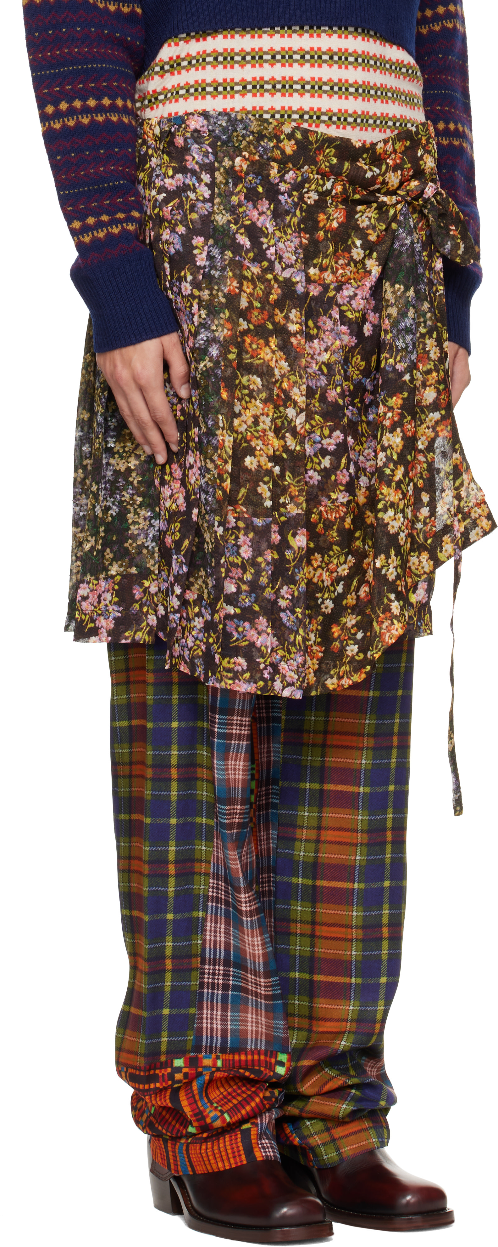 Dries Van Noten: Multicolor Viscose Skirt Trousers | SSENSE