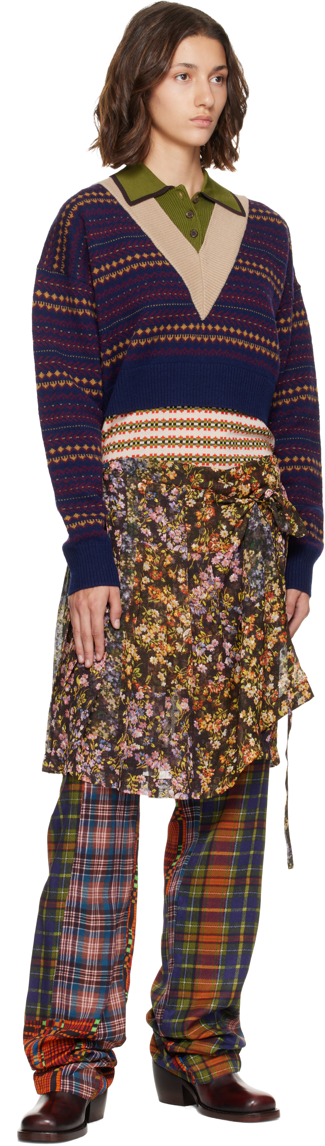 Dries Van Noten: Multicolor Viscose Skirt Trousers | SSENSE