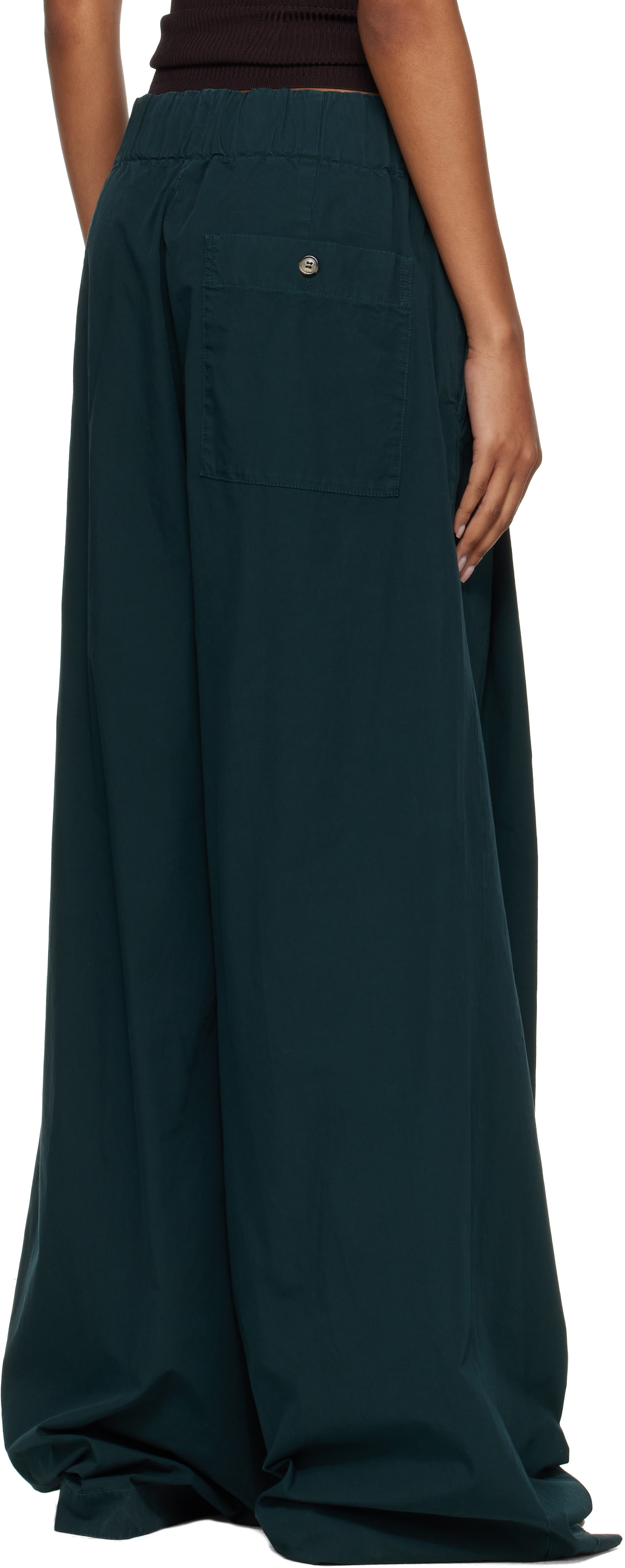 Dries Van Noten: Green Elasticated Overdyed Trousers | SSENSE