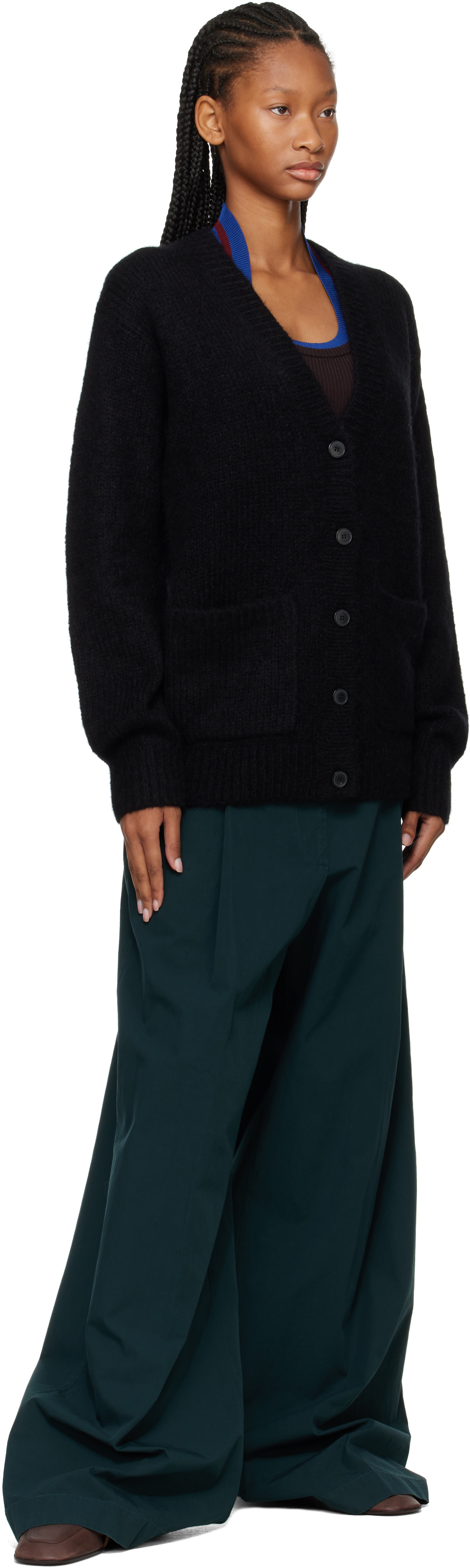 Dries Van Noten: Green Elasticated Overdyed Trousers | SSENSE