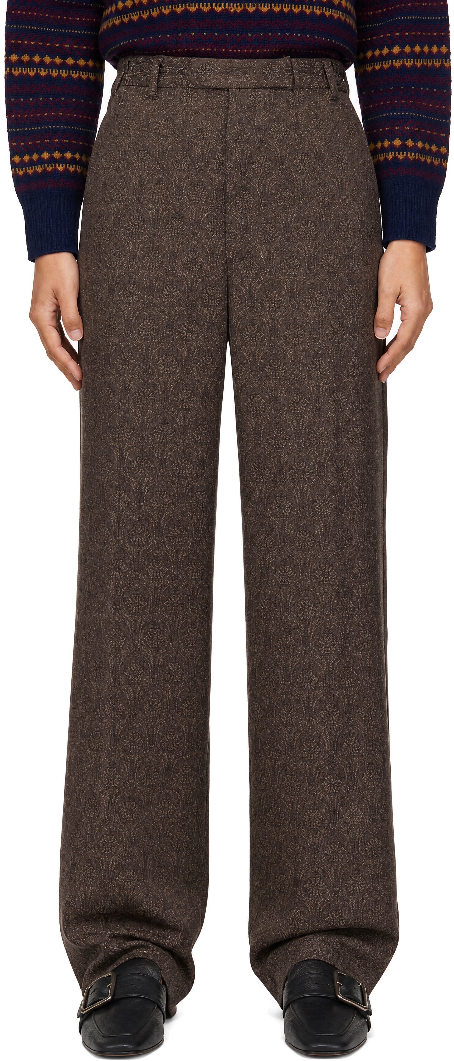 Dries Van Noten: Brown Floral Crêpe Trousers | SSENSE