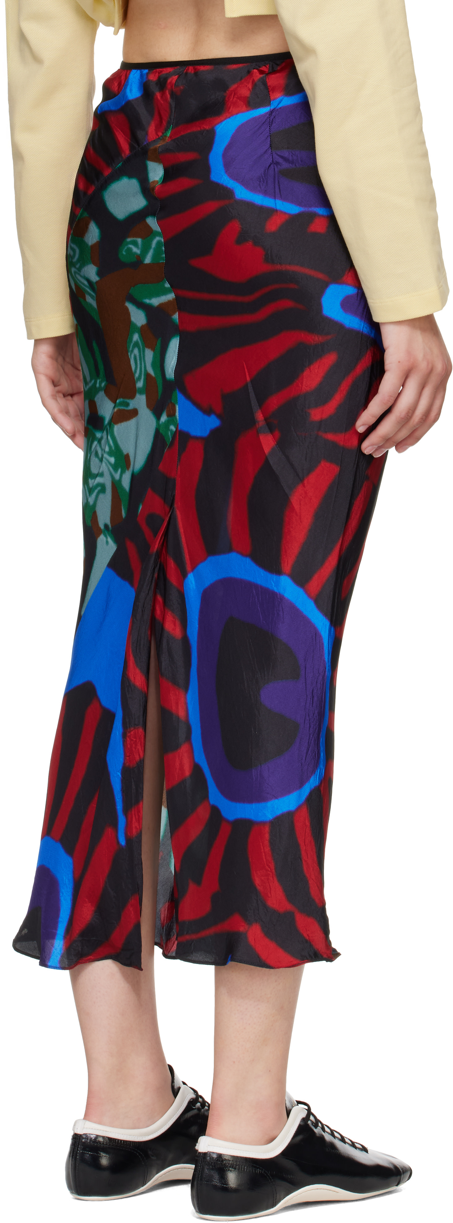 Dries Van Noten: レッド＆ブルー プリント ミディアムスカート