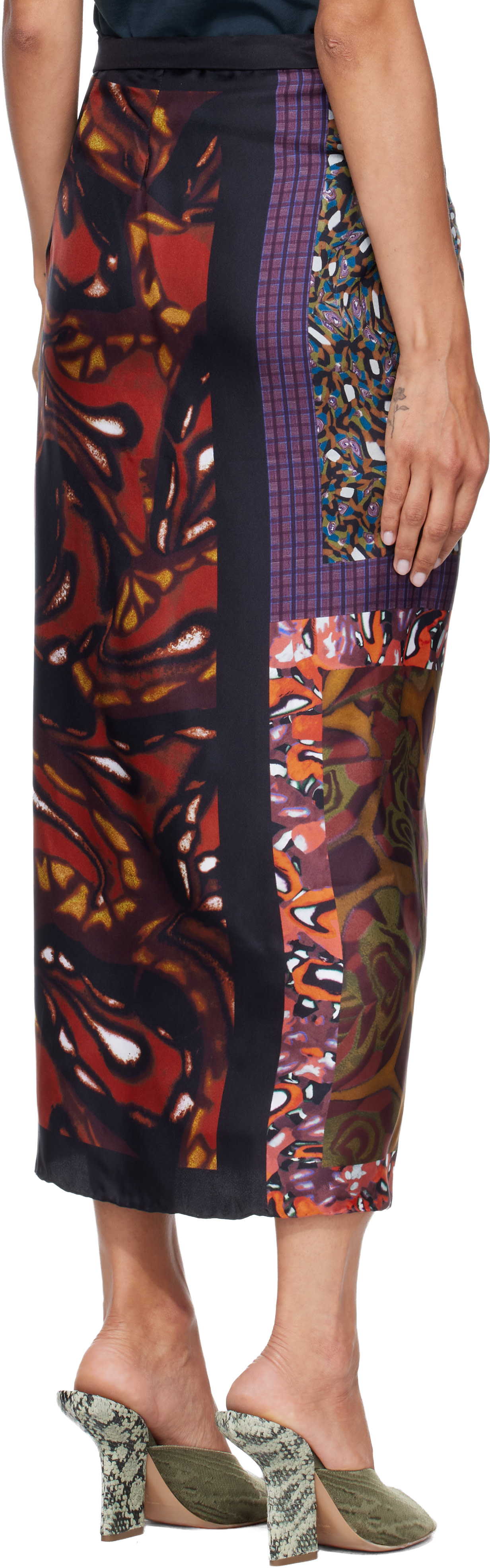 Dries Van Noten: Multicolor Wrap Scarf Midi Skirt | SSENSE