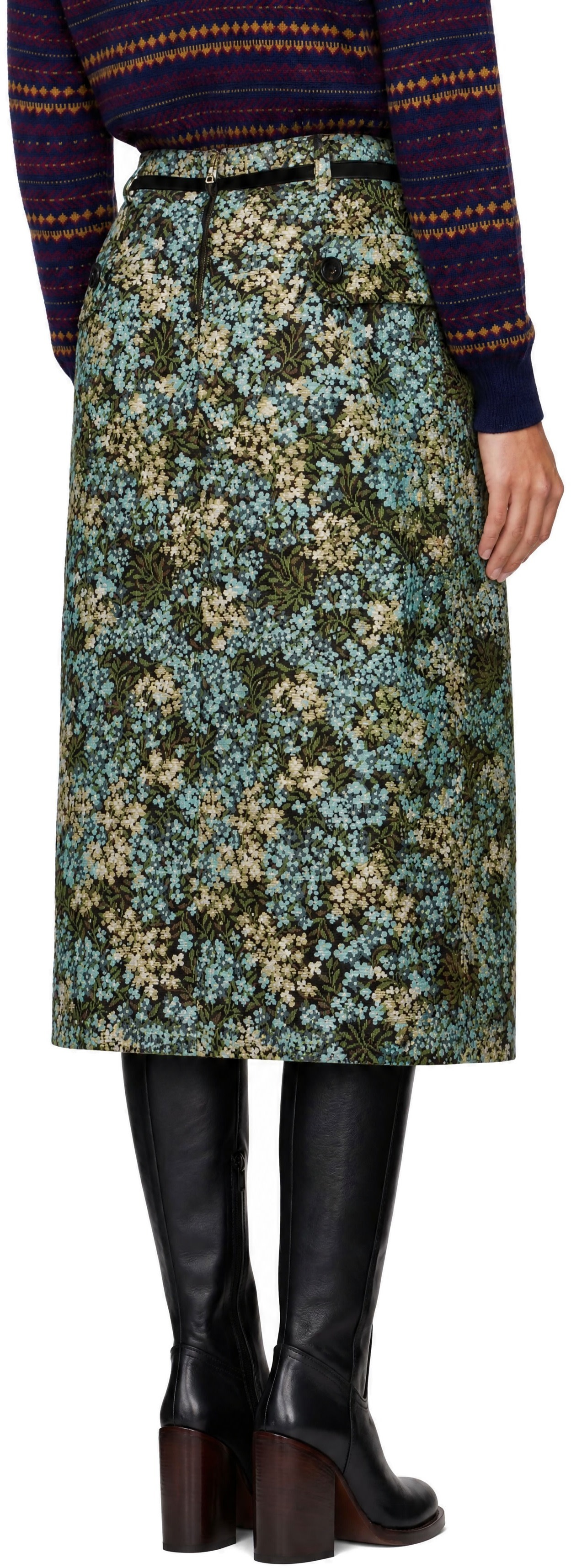 Dries Van Noten: マルチカラー フローラル ジャカード ミディアム