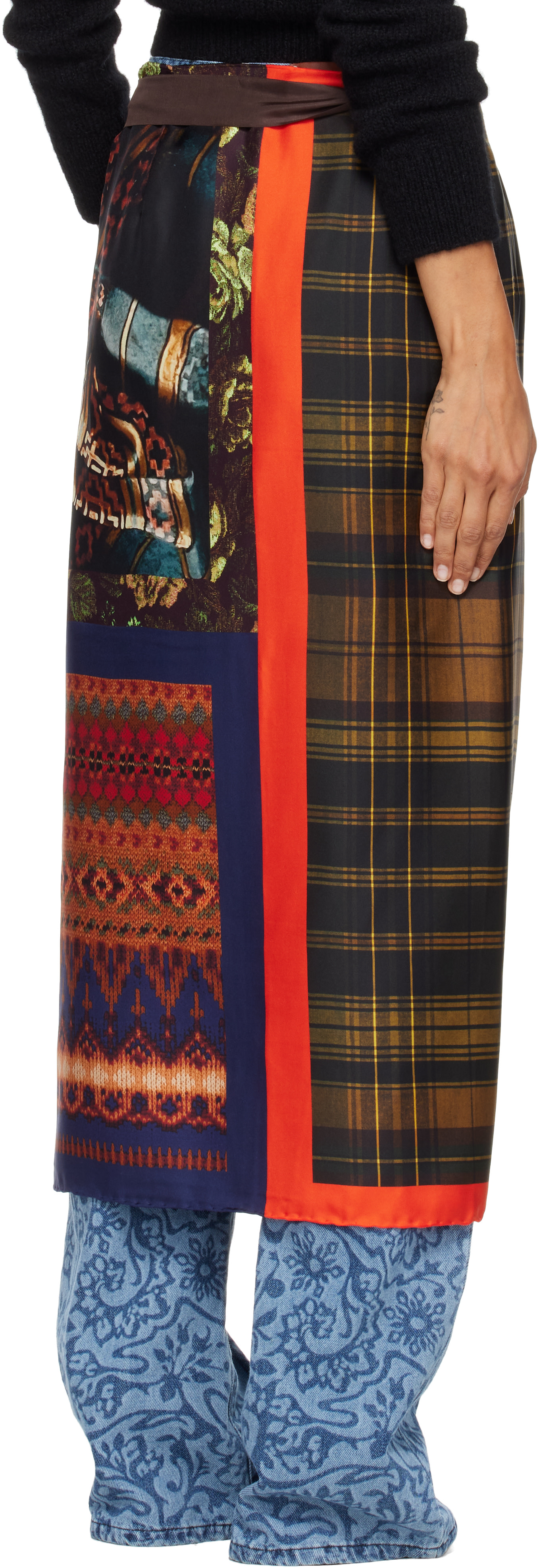 Dries Van Noten: Multicolor Long Wrap Scarf Midi Skirt | SSENSE