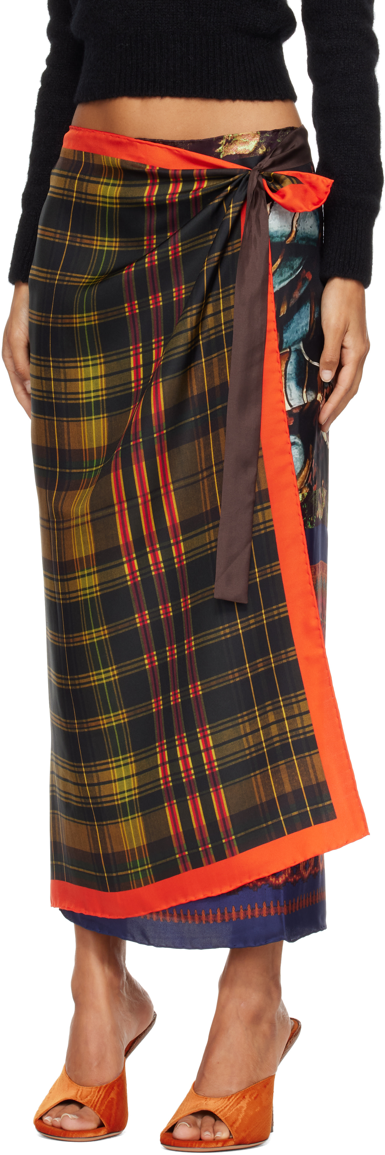 Dries Van Noten: Multicolor Long Wrap Scarf Midi Skirt | SSENSE