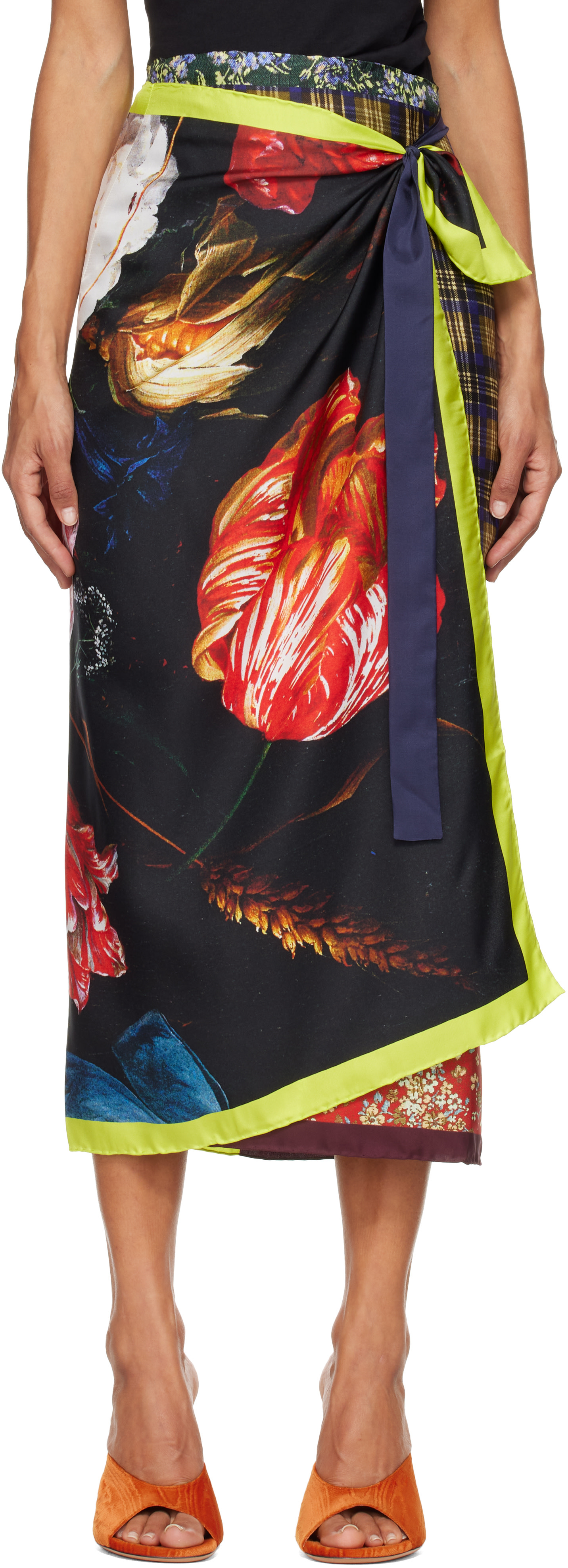Dries Van Noten: Multicolor Long Wrap Scarf Midi Skirt | SSENSE China