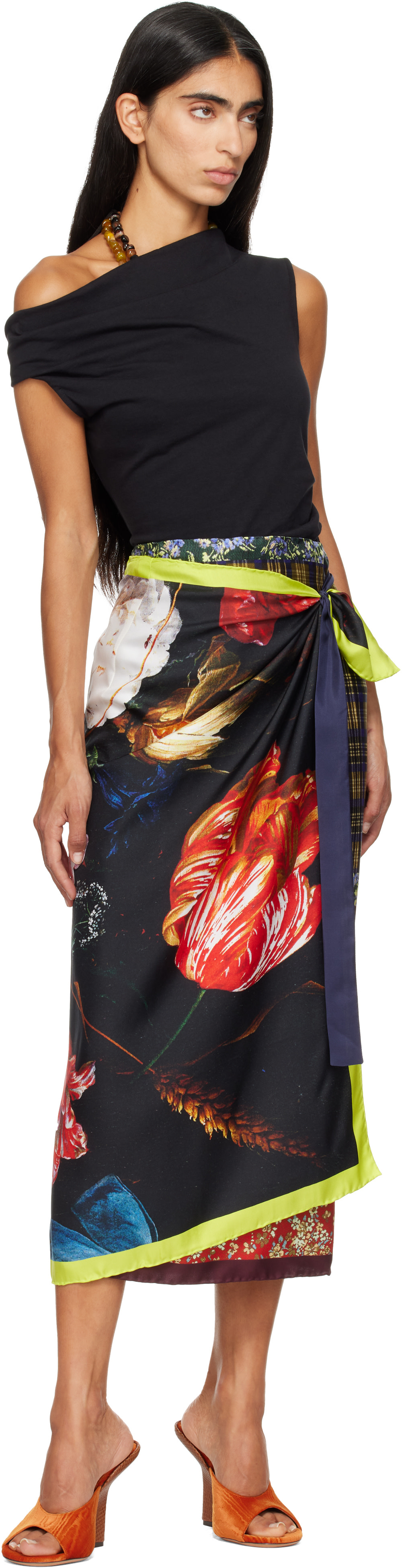 Dries Van Noten: Multicolor Long Wrap Scarf Midi Skirt | SSENSE