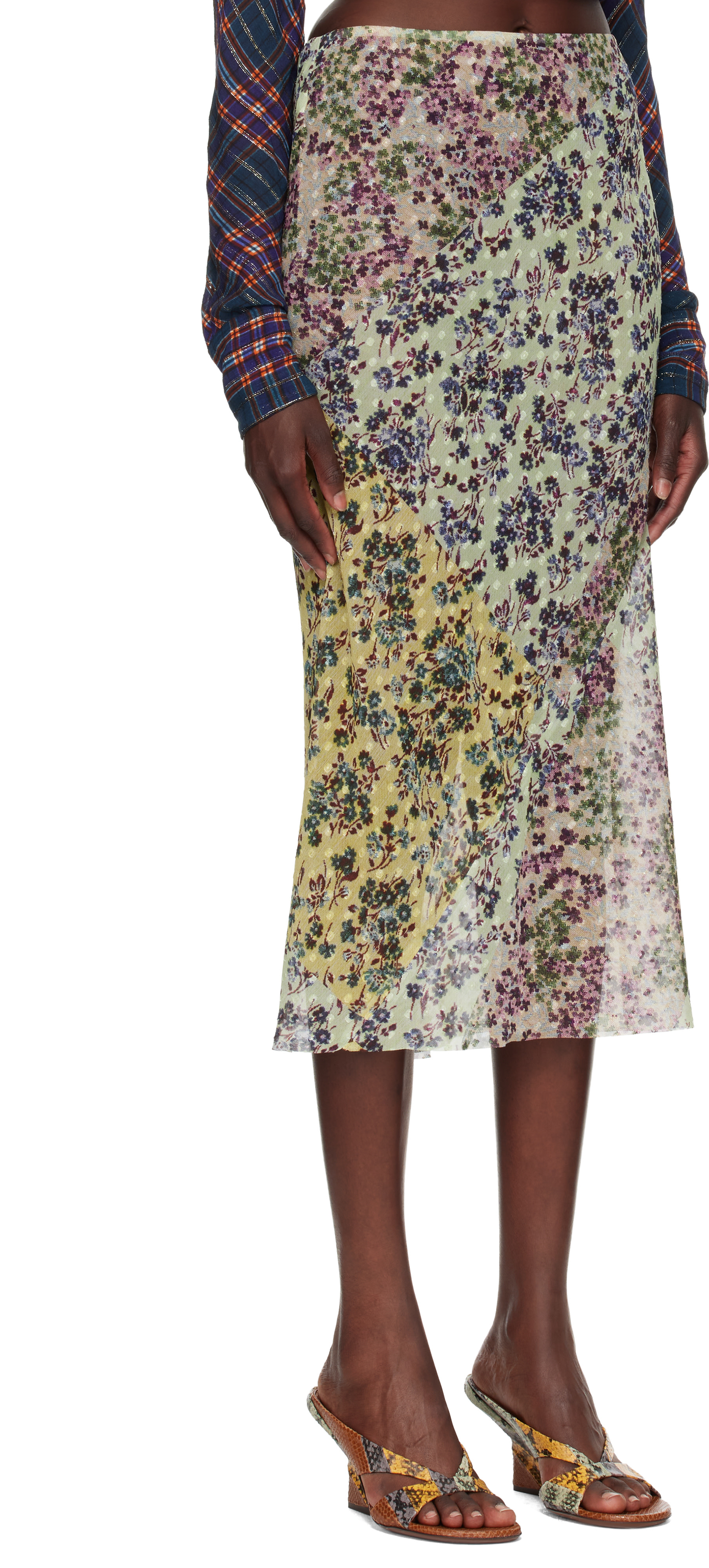 Dries Van Noten: グリーン ジャカード ミディアムスカート | SSENSE 日本