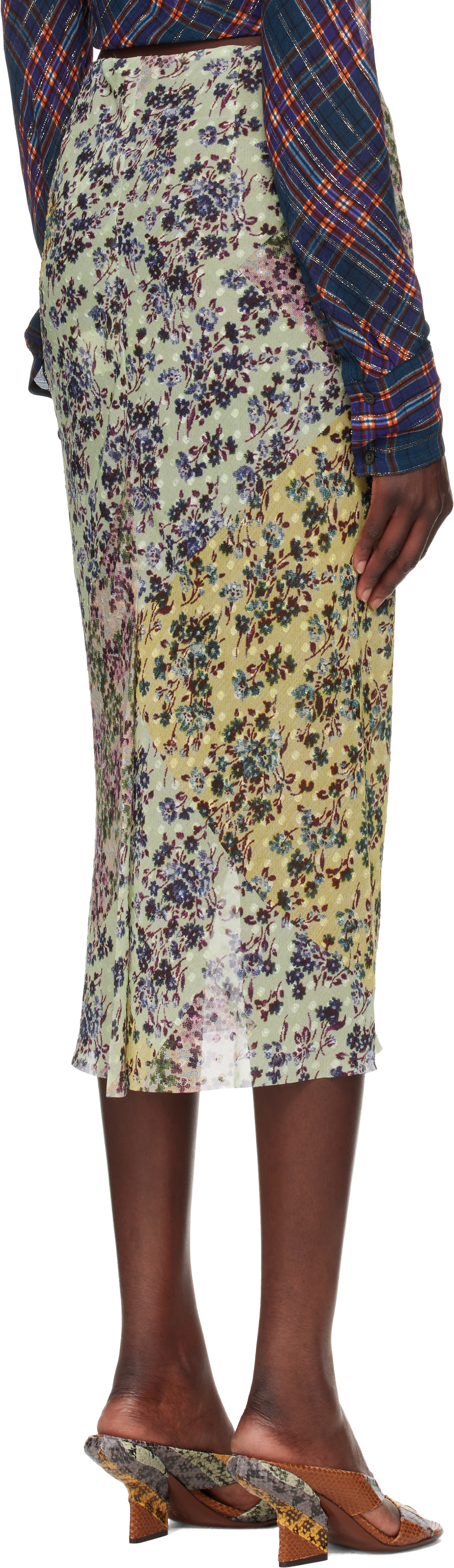 dries van noten スカート Dries Van Noten: グリーン ジャカード ミディアムスカート | SSENSE 日本