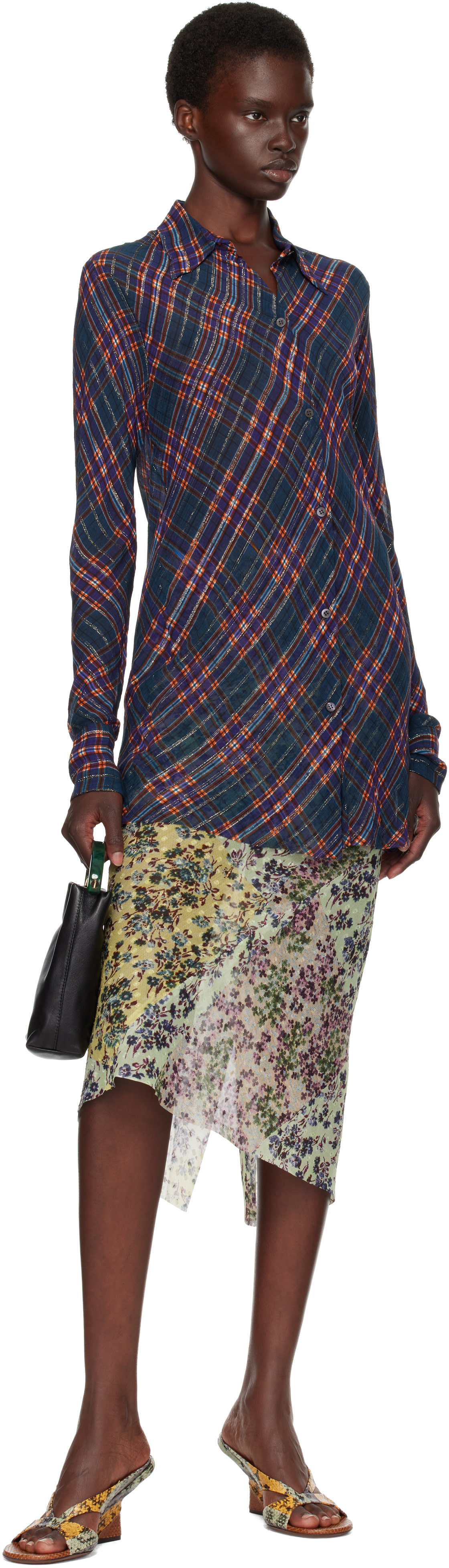希少❤︎DRIES VAN NOTEN 幾何学織り 総柄 スカート ジャガード Dries Van Noten: グリーン ジャカード ミディアムスカート | SSENSE 日本
