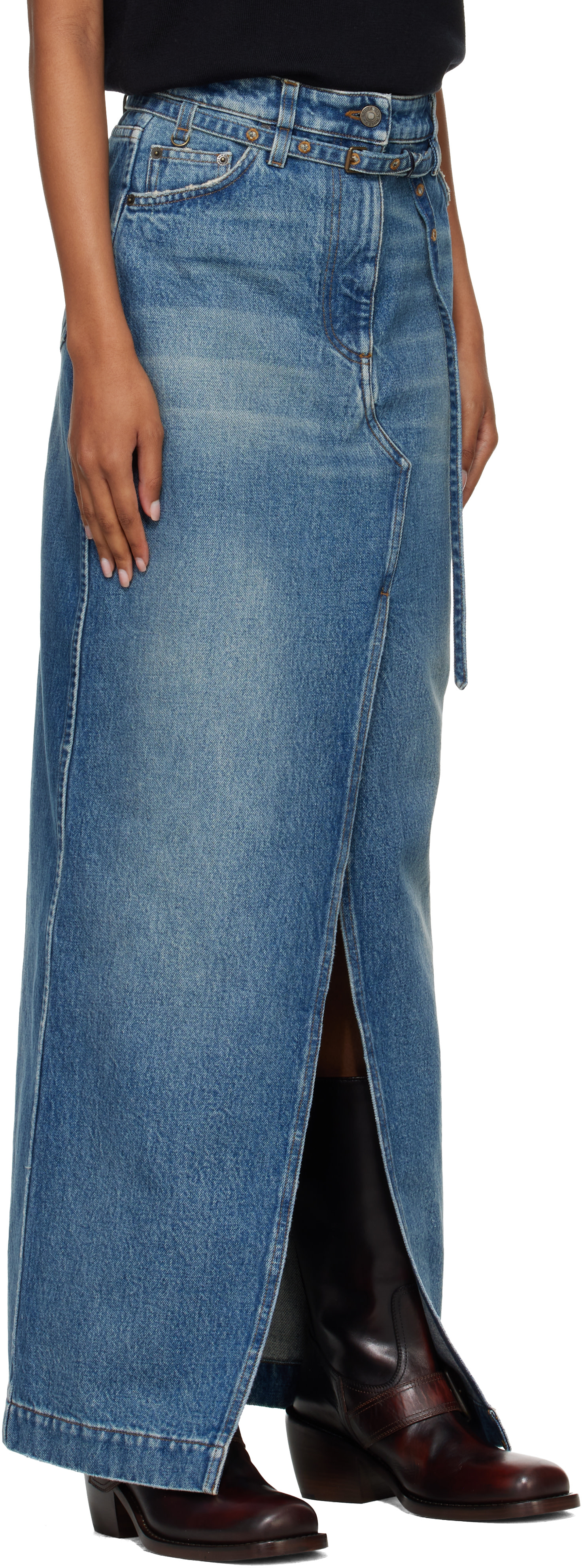 Dries Van Noten 2022aw マキシスカート Dries Van Noten: Blue Long Denim Maxi Skirt | SSENSE