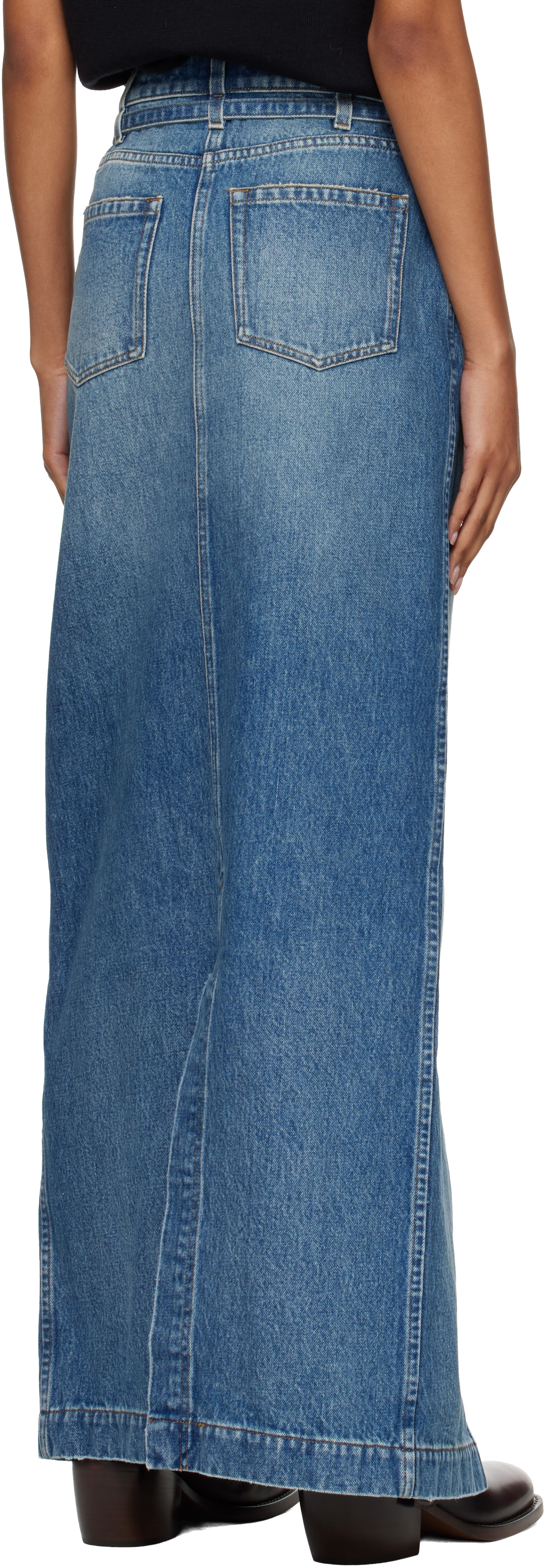 Dries Van Noten 2022aw マキシスカート Dries Van Noten: Blue Long Denim Maxi Skirt | SSENSE