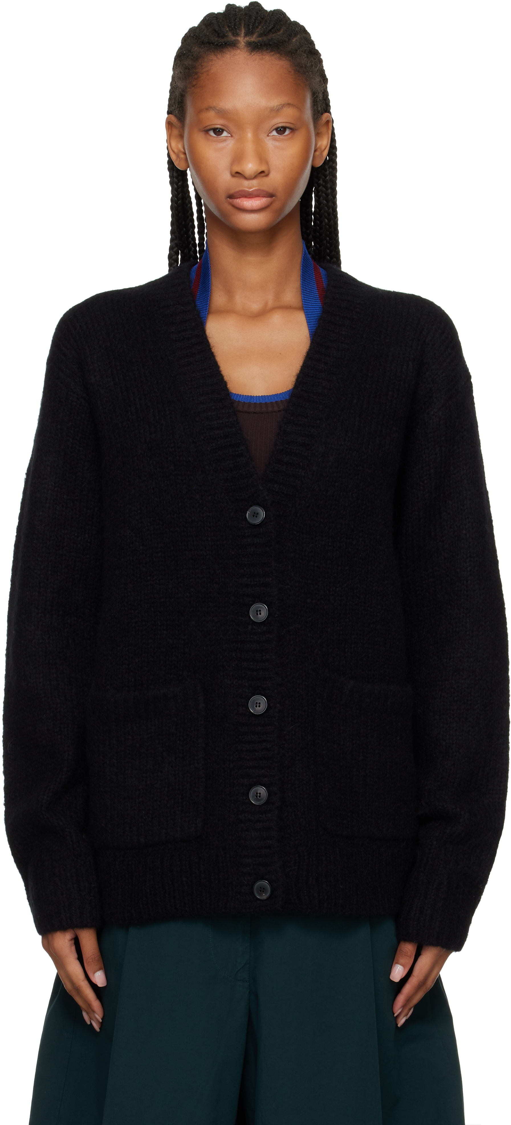 Dries Van Noten: Black Alpaca Cardigan | SSENSE Canada