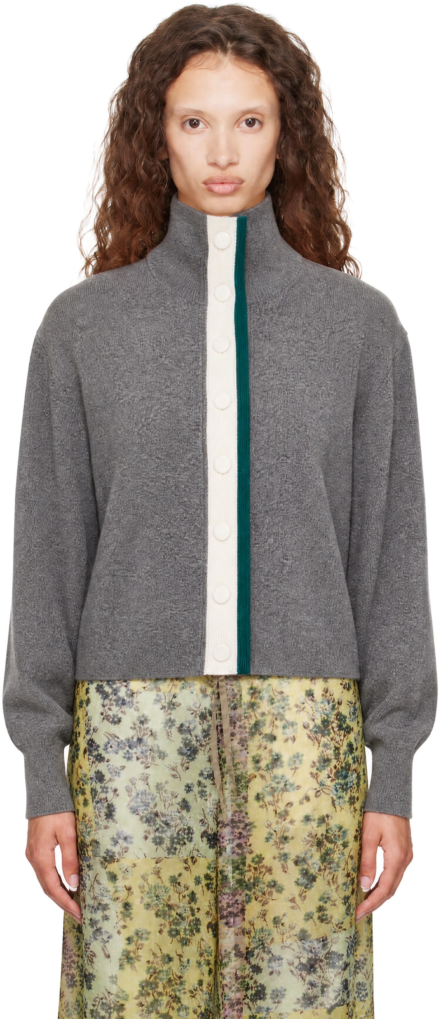 Dries Van Noten: グレー クロップド カシミヤ セーター | SSENSE 日本