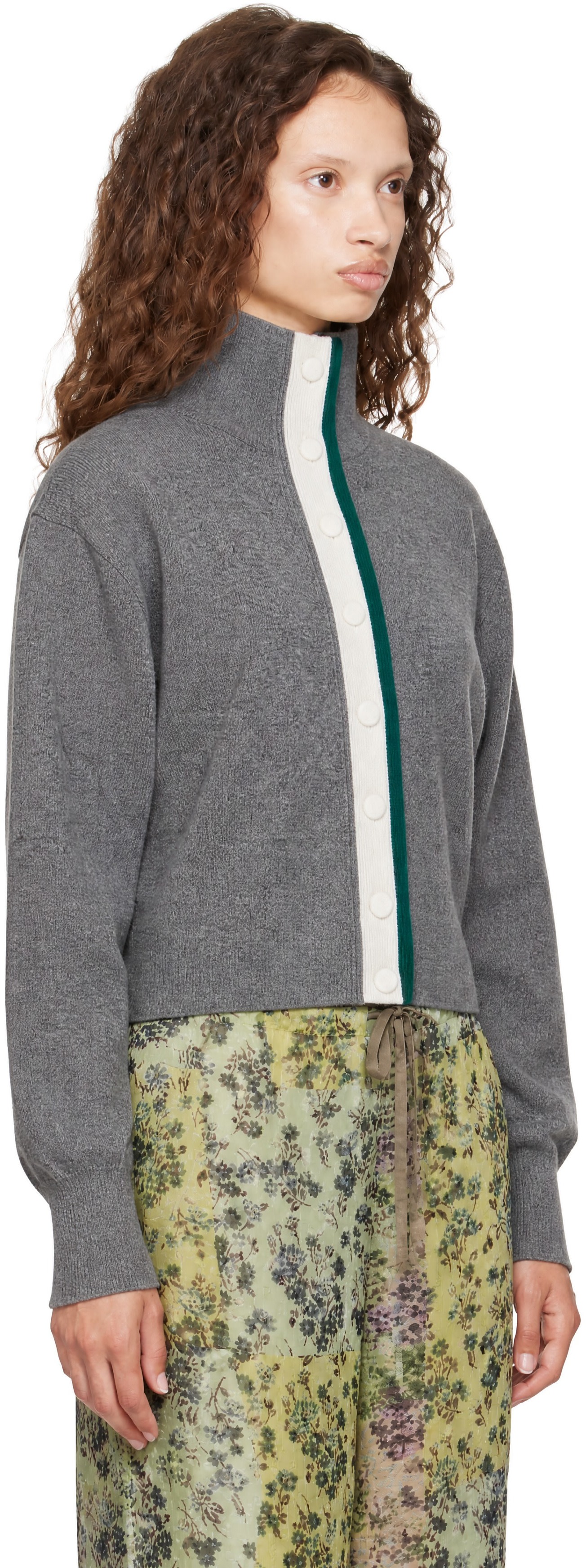 Dries Van Noten: Gray Cropped Cashmere Sweater | SSENSE Canada