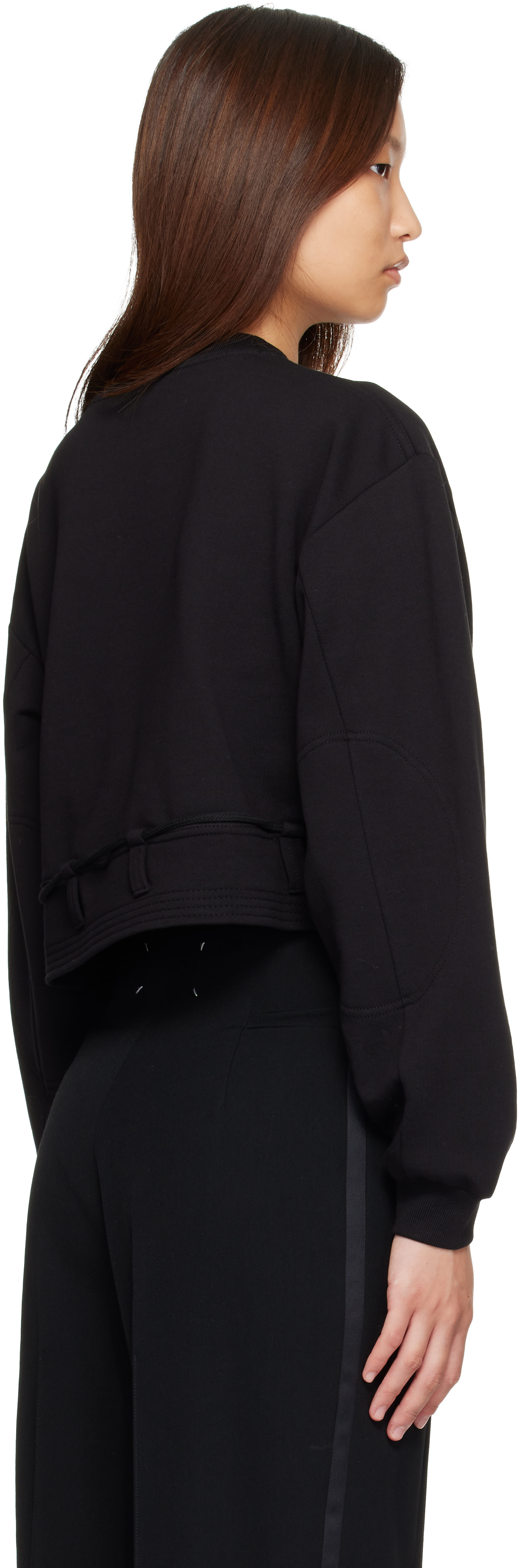 Dries Van Noten: Black Cropped Sweatshirt | SSENSE