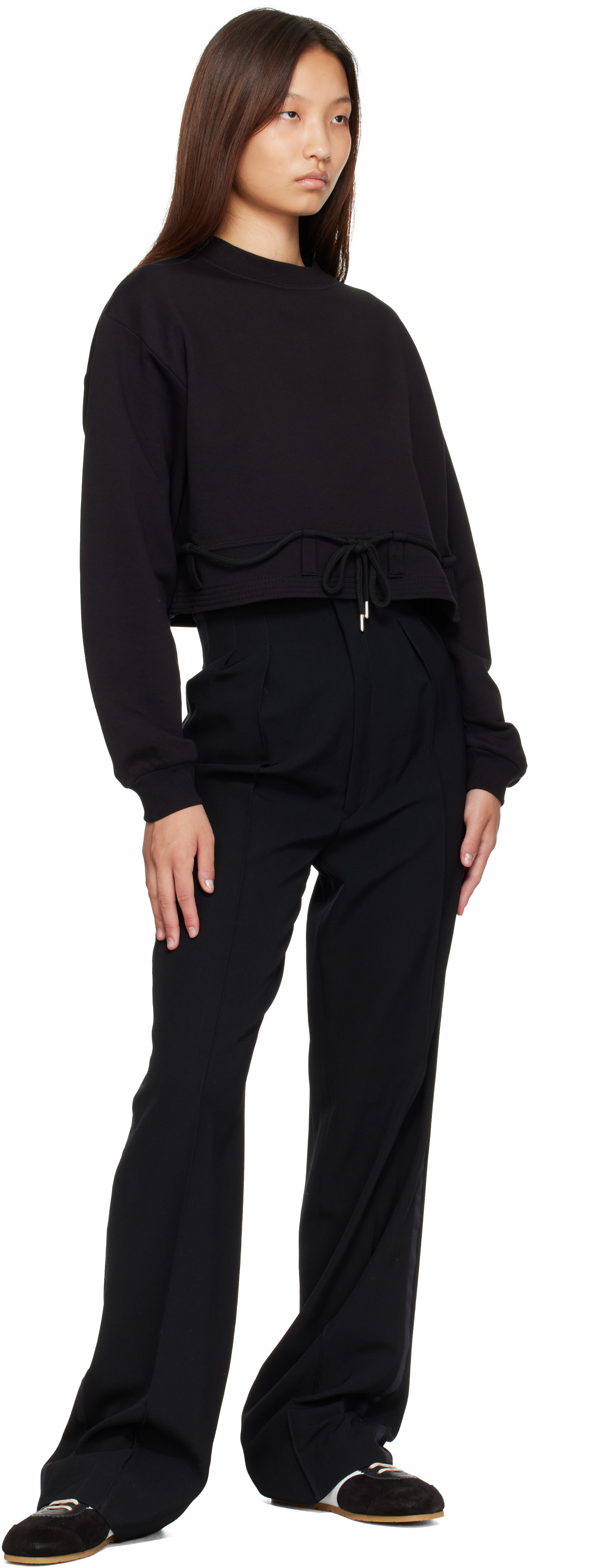 Dries Van Noten - Pull molletonné écourté noir