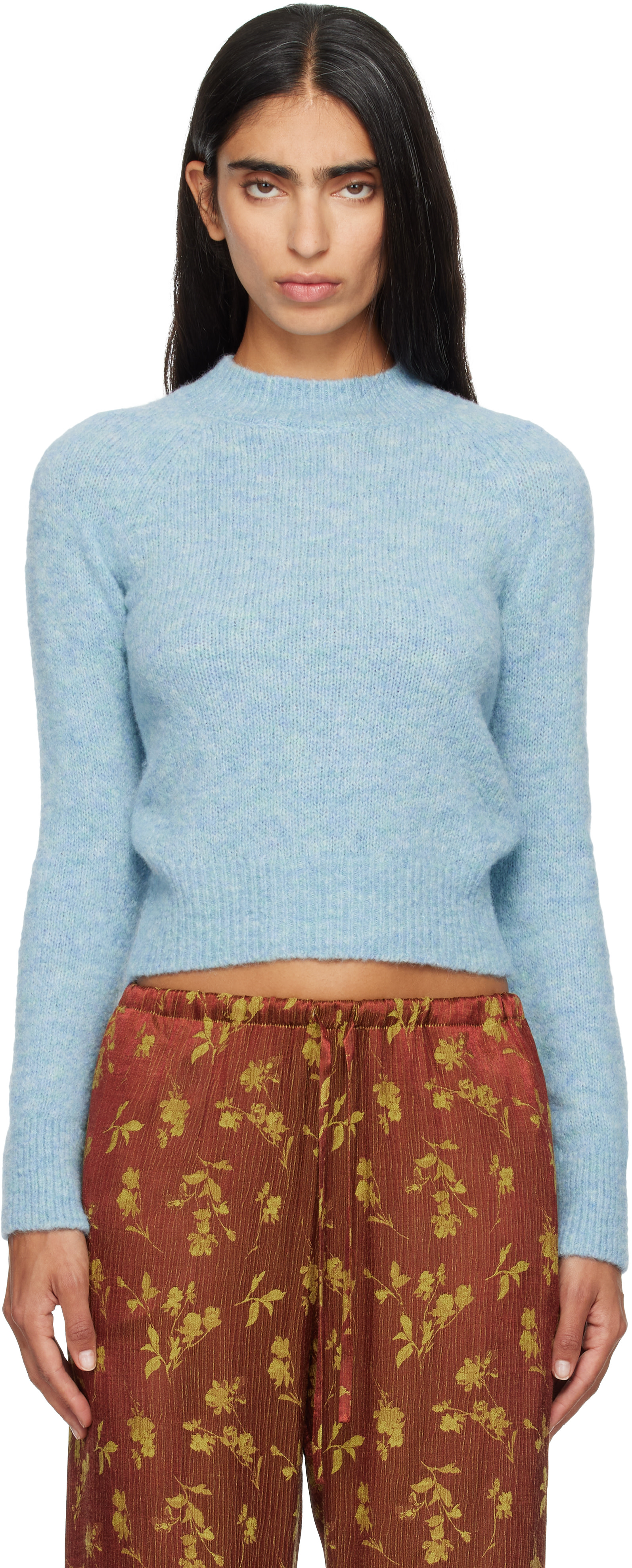 Dries Van Noten - Pull bleu en alpaga